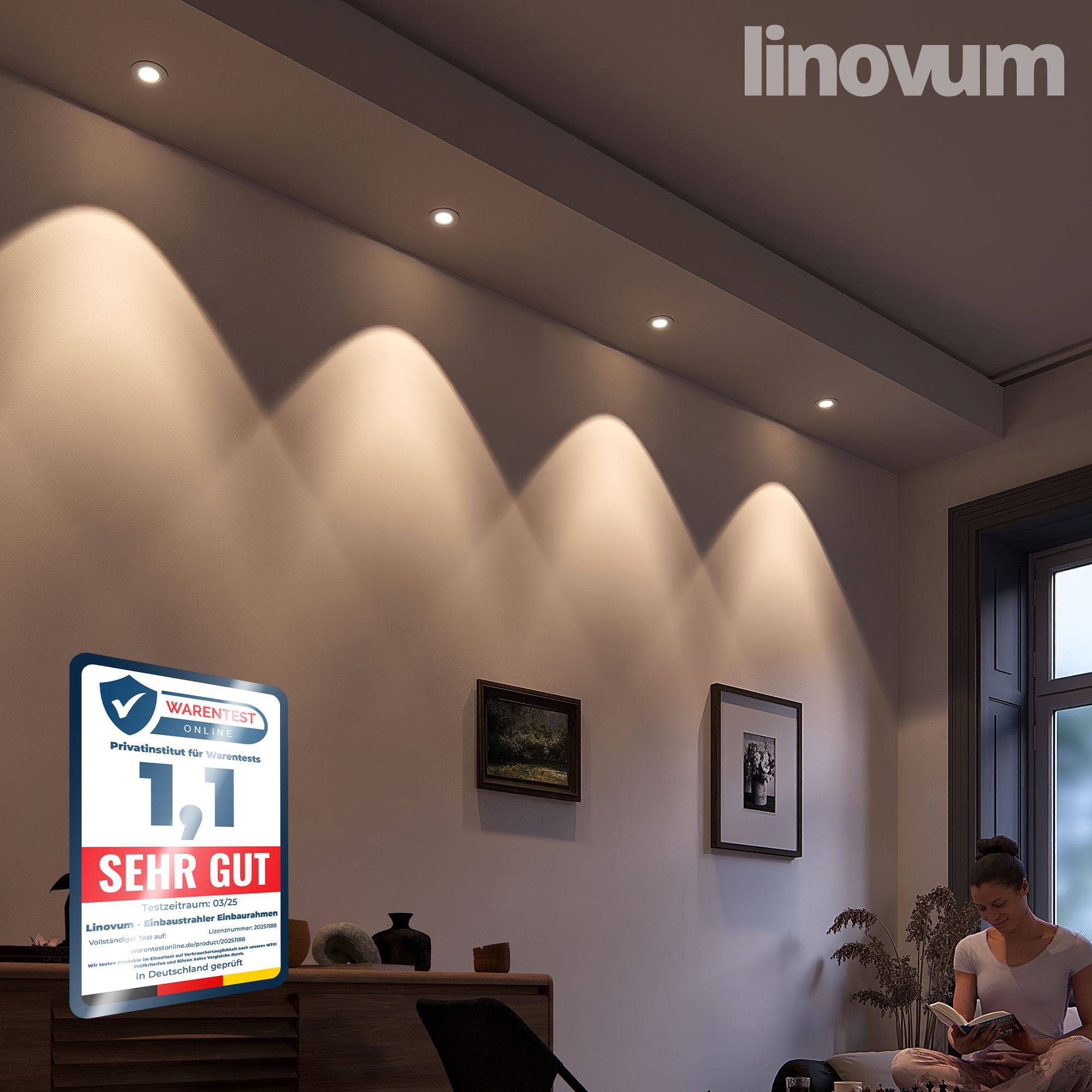 linovum LED Einbaustrahler 10x flach LED Einbaustrahler warmweiß LED Birne 4W 230V Deckenlampe, Warmweiß