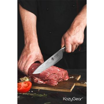 KozyGear Kochmesser 6KGZ-1003S Micarta, professionelles Küchenmesser, Edelstahl, spülmaschinenfest, silber