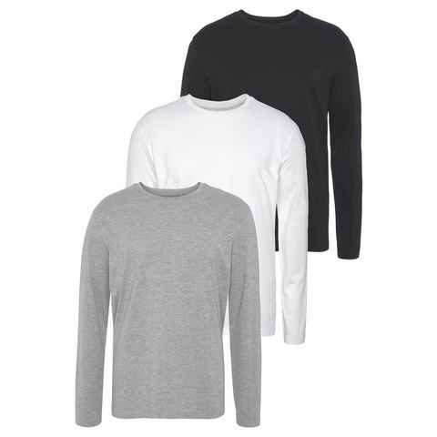 Man's World Langarmshirt (Packung, 3-tlg., 3er-Pack) aus reiner Baumwolle