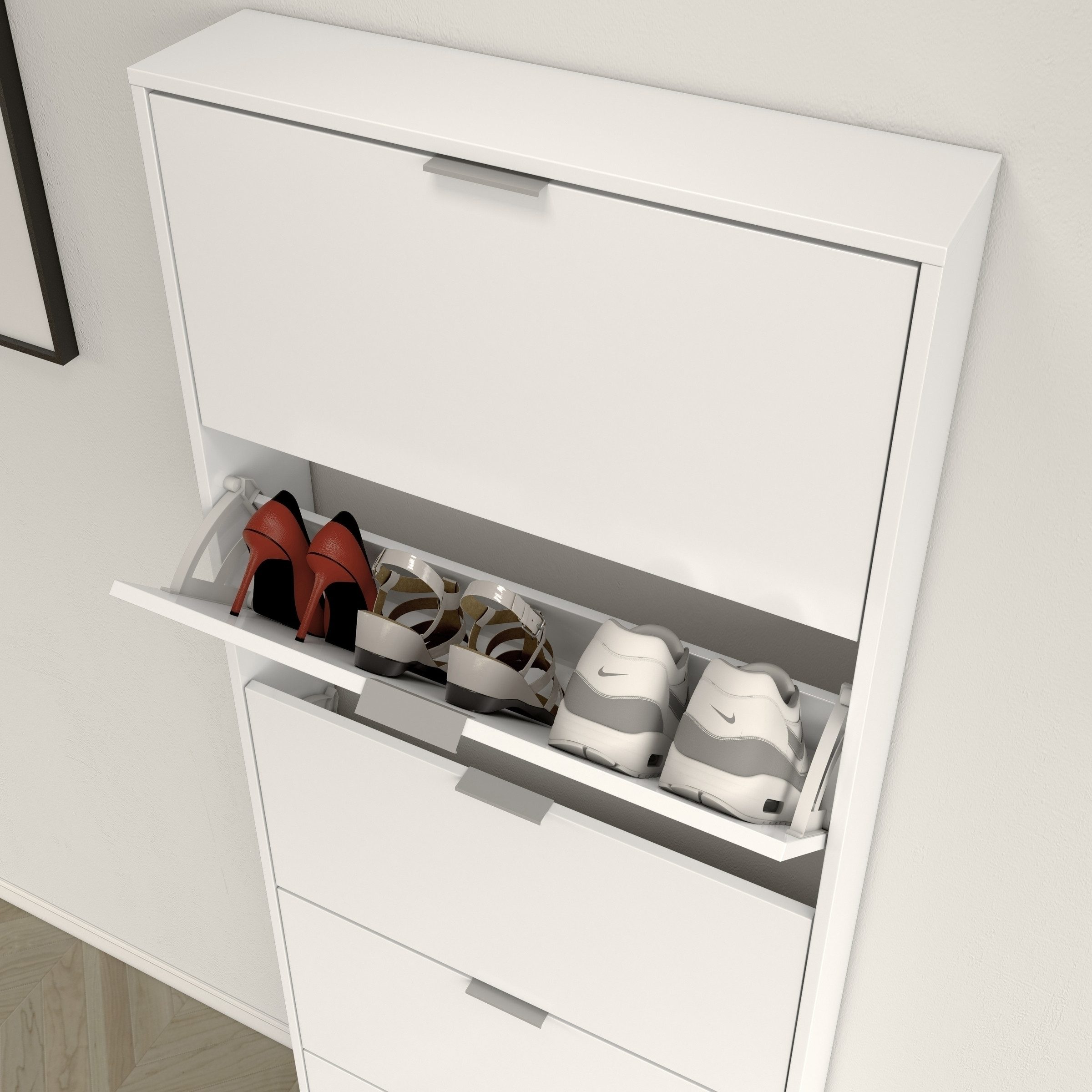freiraum Schuhkipper Shoe Cabinet, in weiß glänzend - 70x180x17 (BxHxT)