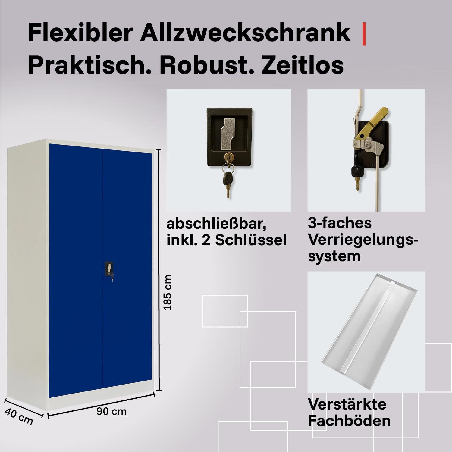 LagerZwei Aktenschrank Mehrzweckschrank 185x90x40 cm (Set, 2-St) abschließbar