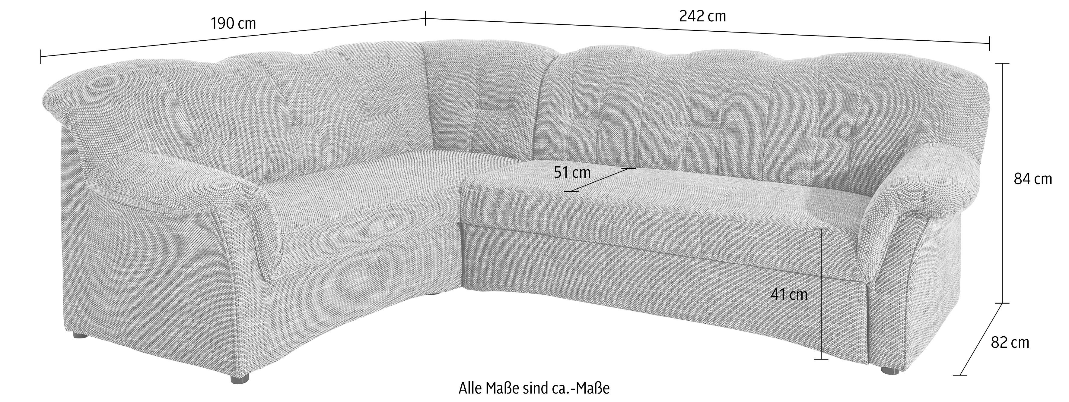 DOMO collection Ecksofa Papenburg B/T/H: 242/190/84 cm L-Form, wahlweise mit Bettfunktion, Langer Schenkel links oder rechts – Bild 5 von 5