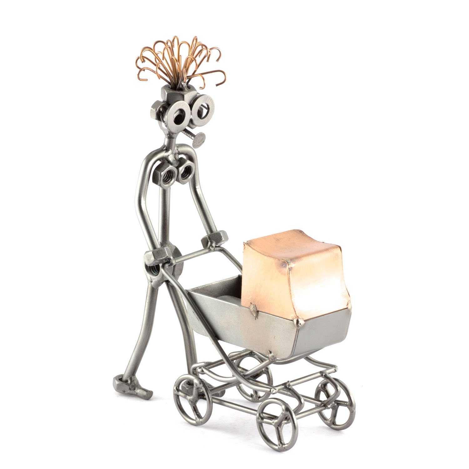 Steelman24 Dekofigur Mann mit Kinderwagen