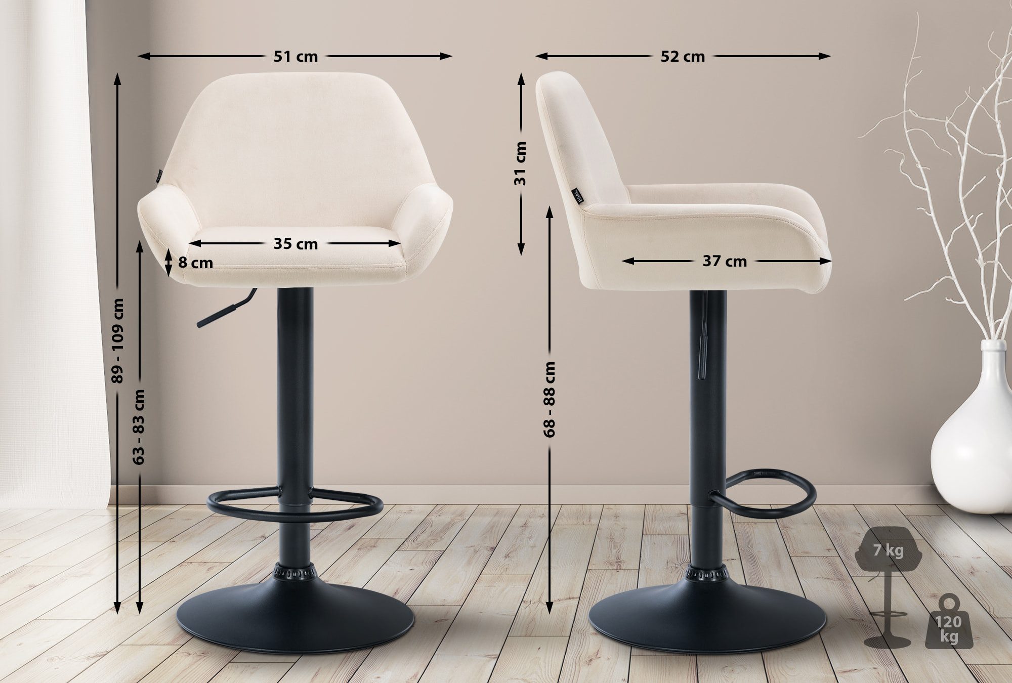 CLP Barhocker Braga Samt (2er Set, günstig online kaufen