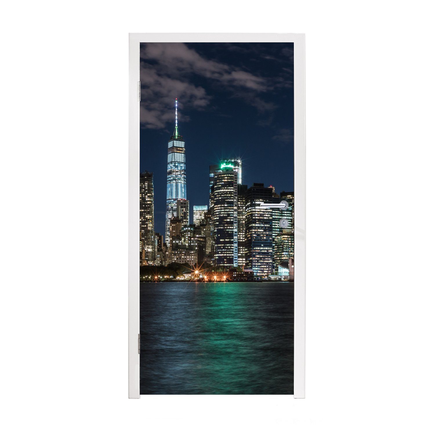 MuchoWow Türtapete New York Tür, Skyline, St), 75x205 Türaufkleber, cm Fototapete (1 für - bedruckt, Matt