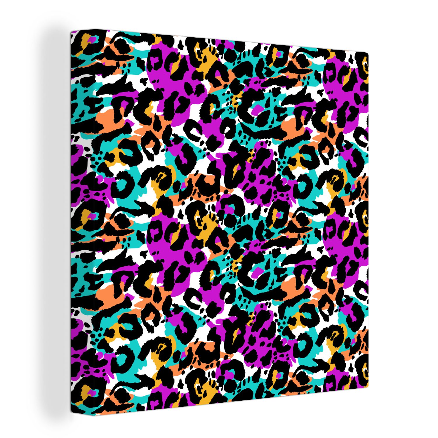 OneMillionCanvasses® Leinwandbild Pantherdruck - Farbe - Flecken, (1 St), Leinwand Bilder für Wohnzimmer Schlafzimmer