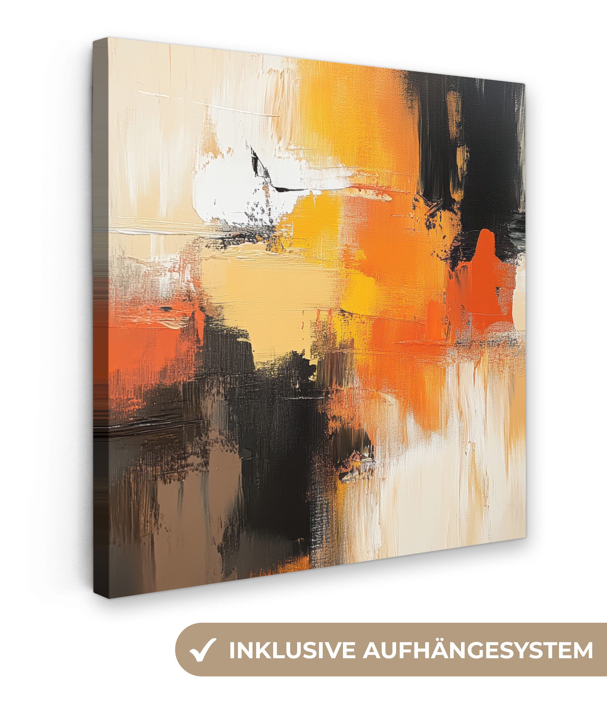 OneMillionCanvasses® Leinwandbild Abstrakt - Modern - Farboptik - Herbstfarben - Orange, Fotodruck (1 St), Wandbild, Deko Schlafzimmer Wohnzimmer Flur 20x20 cm
