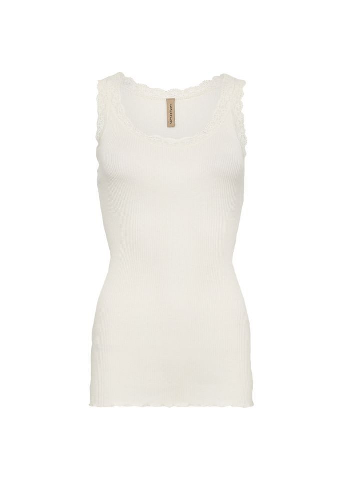 Shirttop - enganliegendes Top mit Rundhalsausschnitt und Spitzendetail