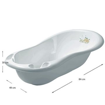 Maltex Babybadewanne WAL Silbergrau Set 5-tlg + Gestell Weiß - Babybadeset Zubehör Pflege, (Made in Europe Premium Set), ** Babywanne+ Badesitz + Topf + WC Aufsatz+Hocker + Gestell **