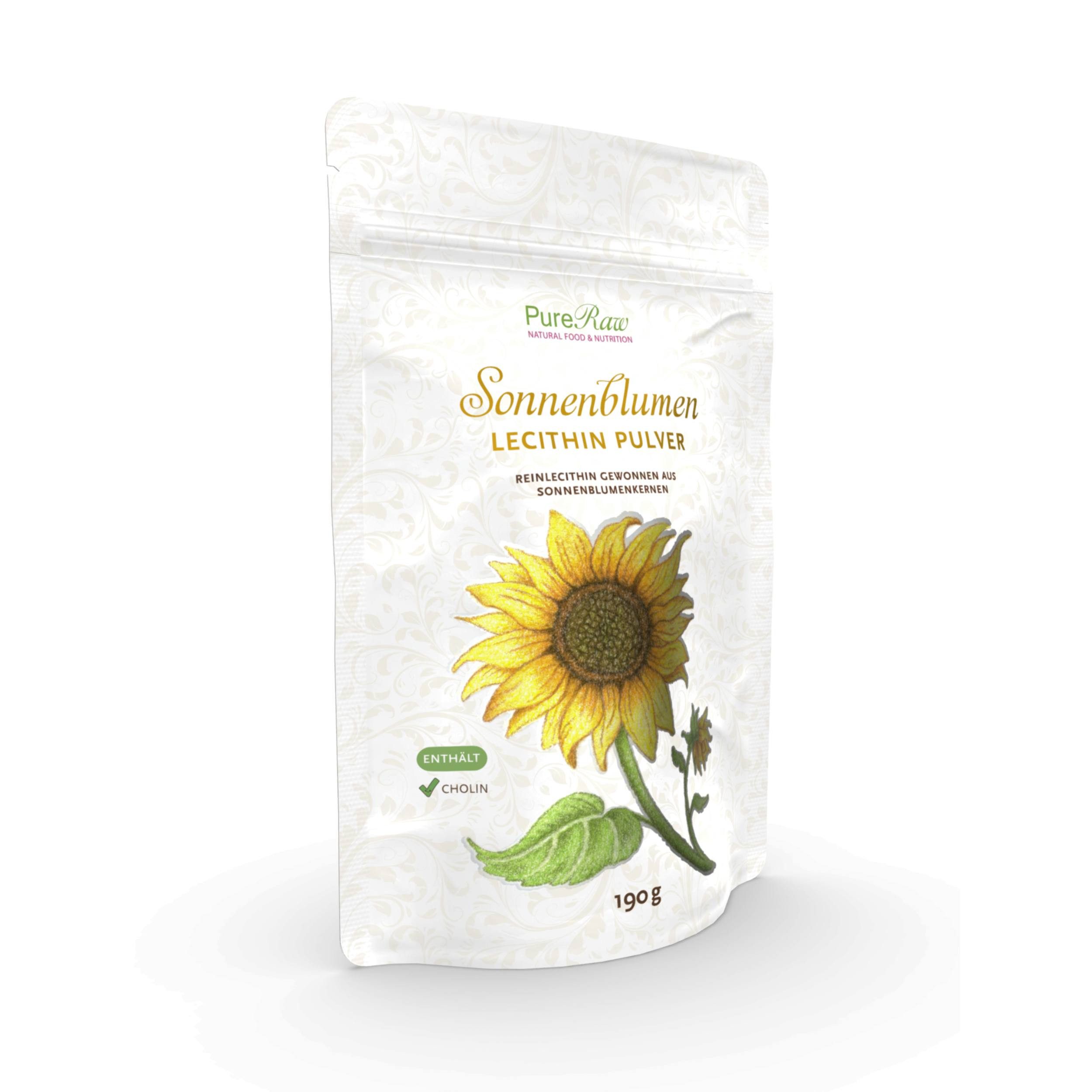 PureRaw Sonnenblumenlecithin Pulver Pulver, 1 er 190 g, Phospholipide 67 g je 100 g