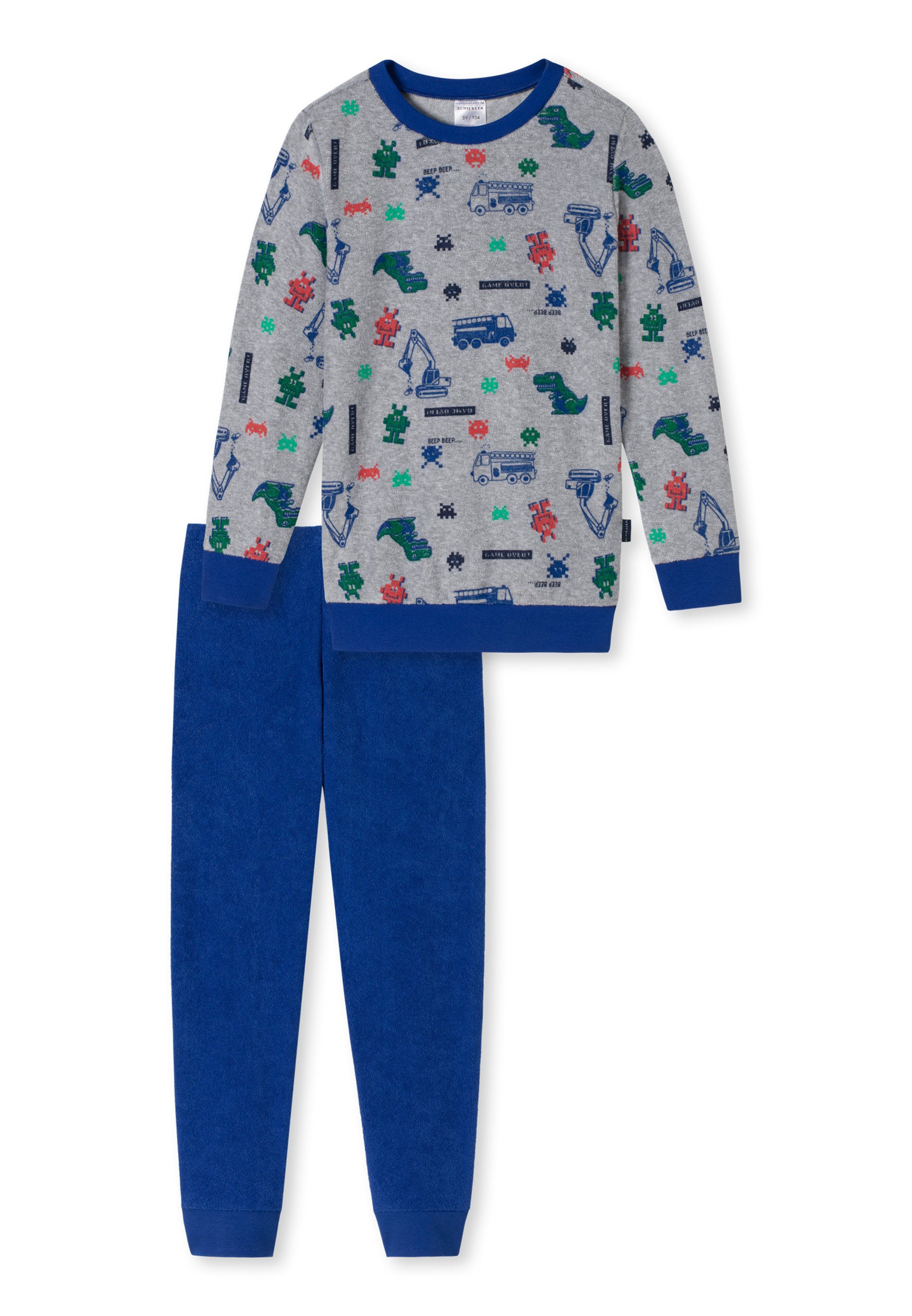 Schiesser Pyjama Boys World Frottee (Set, 2 tlg) Schlafanzug Langarm - Baumwolle -
