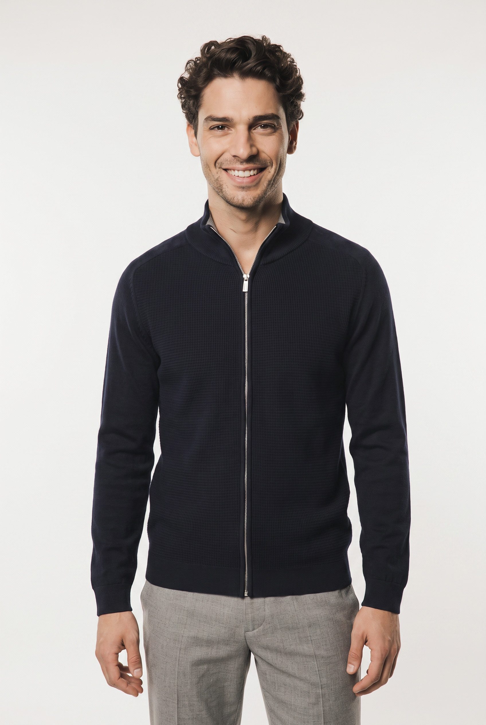 TOM TAILOR Strickjacke mit Logo Stickerei