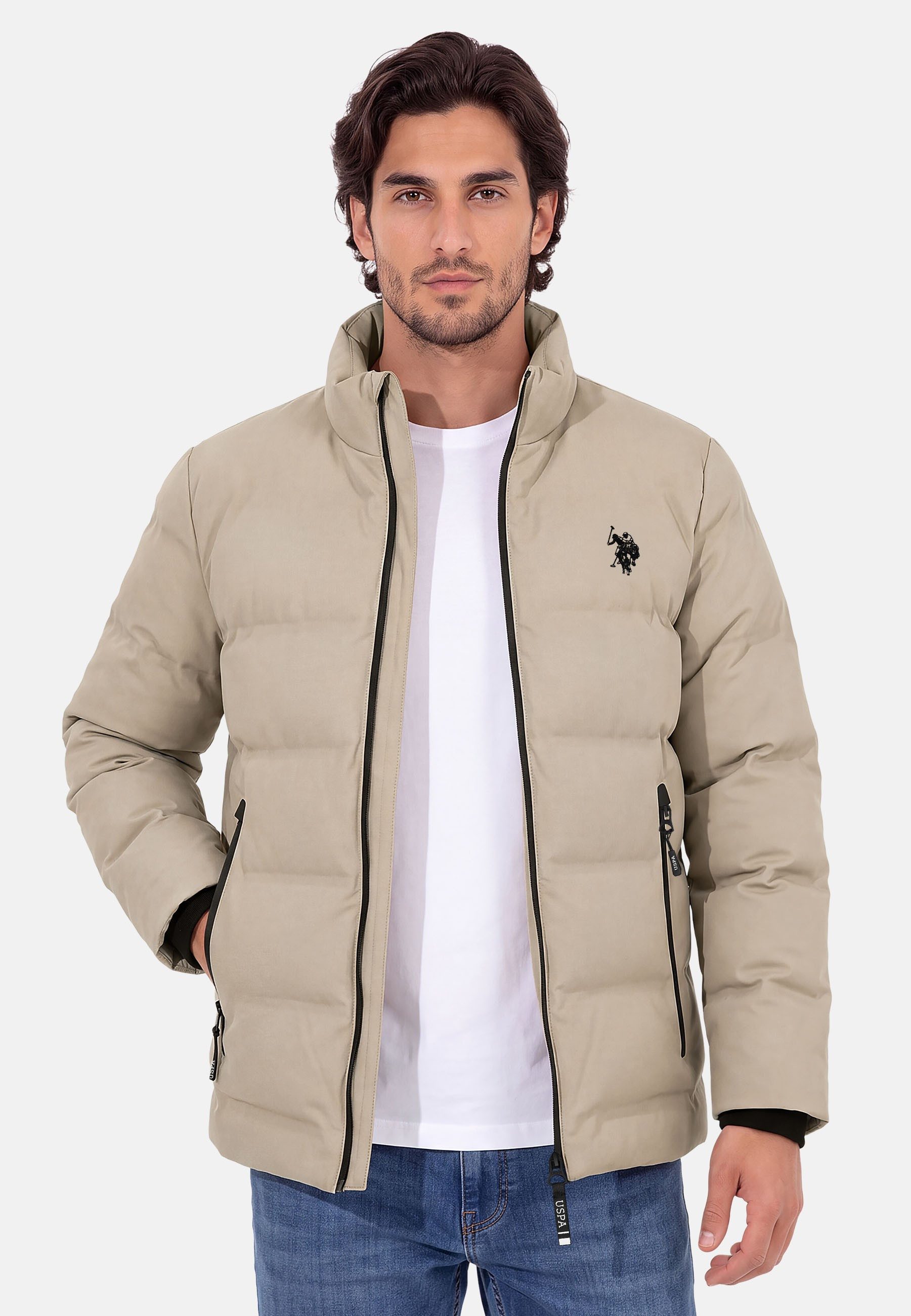 U.S. Polo Assn. Steppjacke Klassische Steppoptik mit Kontrastreißverschluss und Mesh-Einsatz