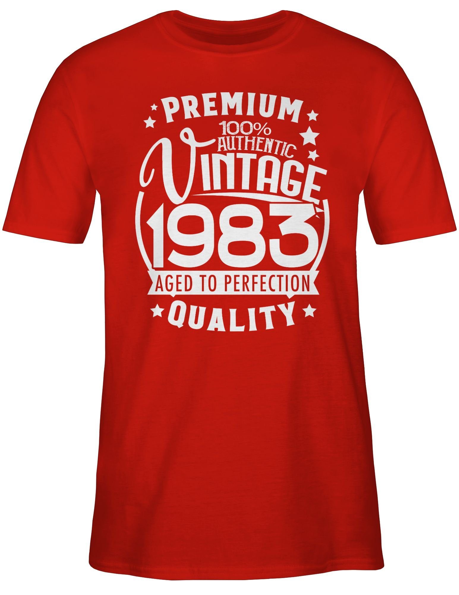 Vintage weiß 40. Rot 03 T-Shirt Vierzigster 1983 Geburtstag Shirtracer