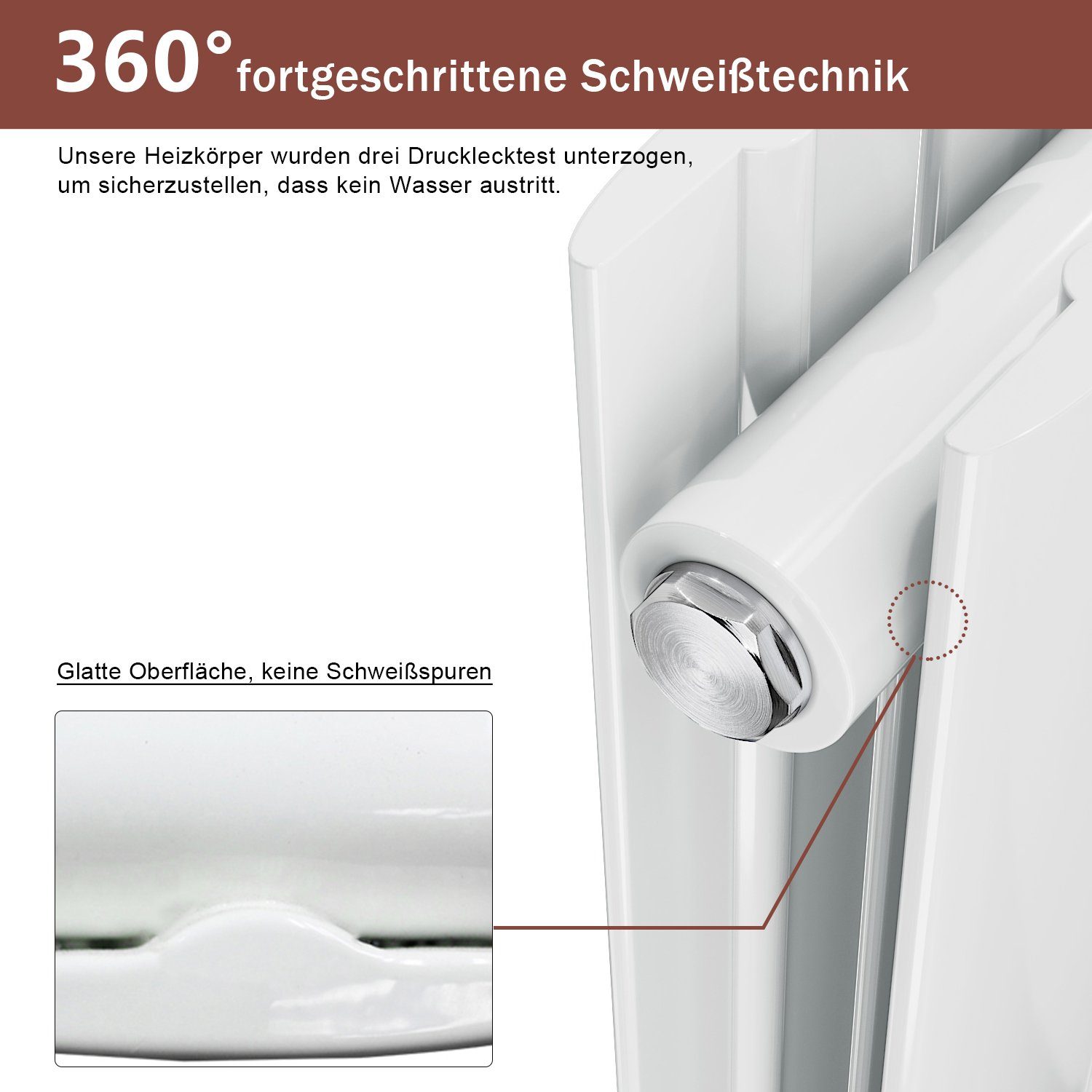 SONNI Heizkörper Paneelheizkörper Design Weiß Doppellagig/Einlagig, 1800x462mm/1600x462mm Vertikal Flach Heizkörper Bad – Bild 4 von 5
