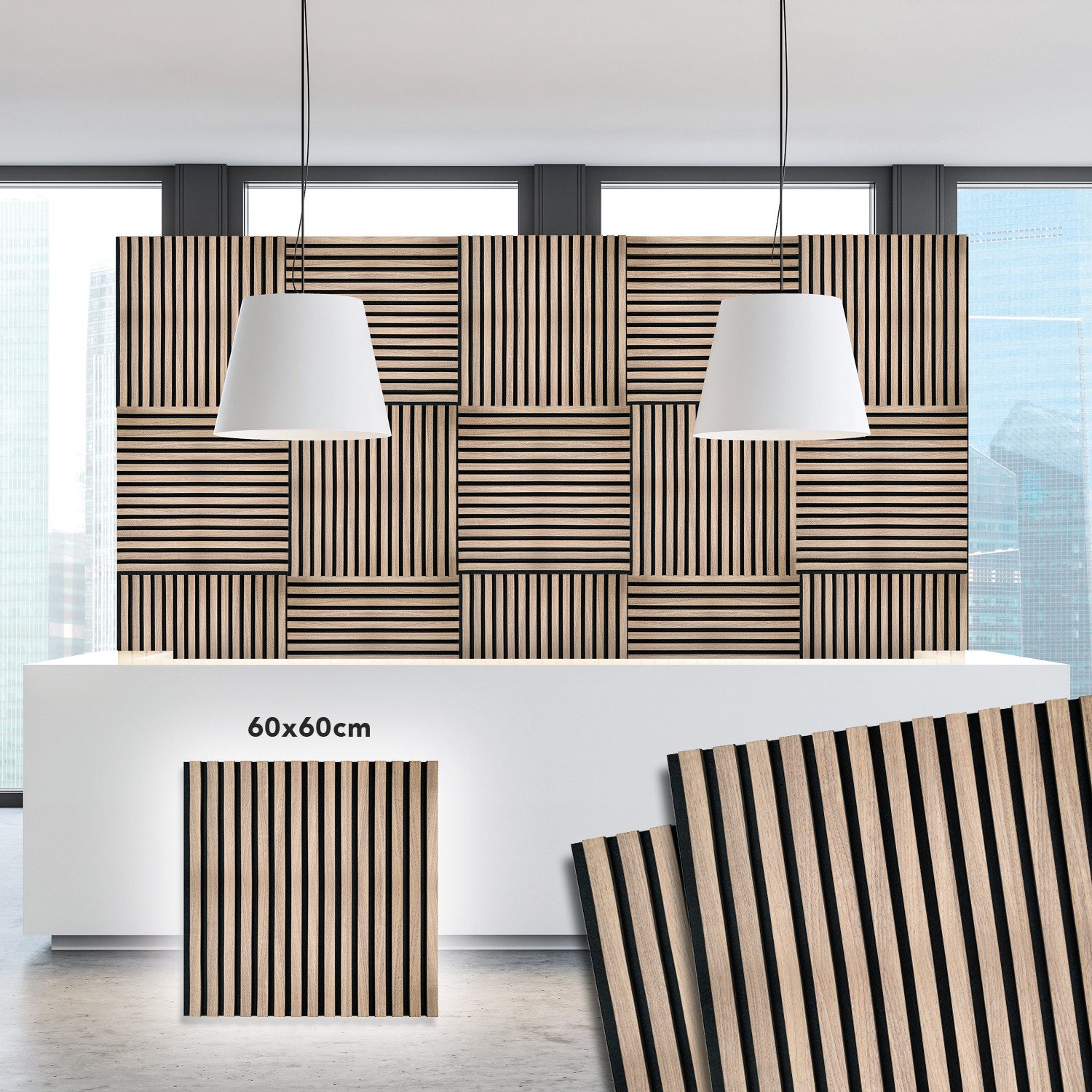 LP projekt Akustikplatte Effektive Wandpaneele für ruhige Räume & moderne Raumgestaltung, (1-St., Verfügbar in Breiten 120–300 cm und Längen 40/60 cm), Schallabsorbierende Wandverkleidung für Home Office & Wohnzimmer