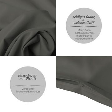 Bettwäsche Luxury Deckenbezug Bettdecke Mako Satin 135x200cm anthrazit, aqua-textil, Baumwolle, 0 teilig