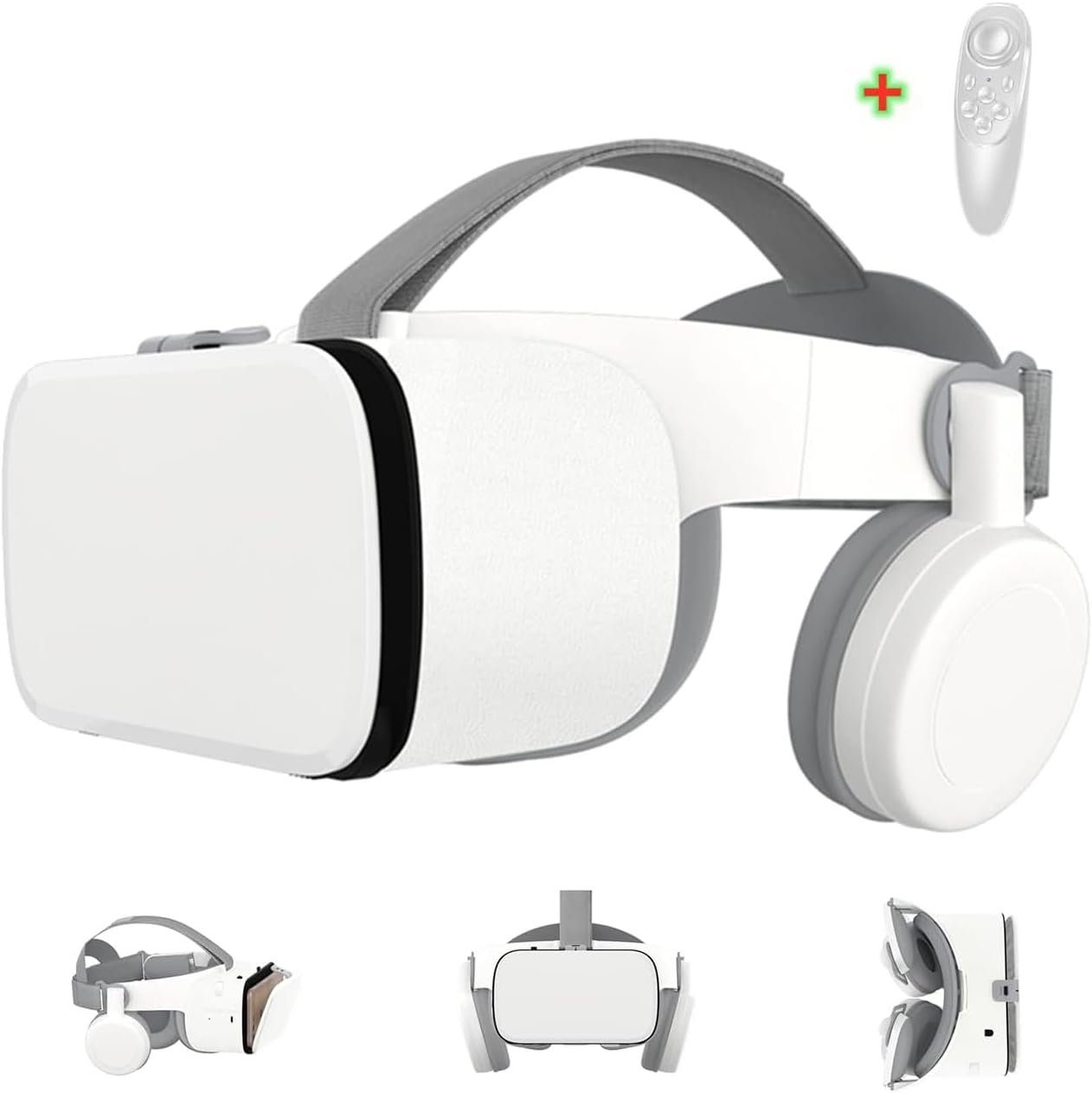 LONGLU VR-Brille für iPhone Android-Handys, 3D-Brille für Virtuelle  Realität Virtual-Reality-Brille (mit kabellosen Kopfhörern, für Imax-Filme  und Spiele mit Fernbedienung)