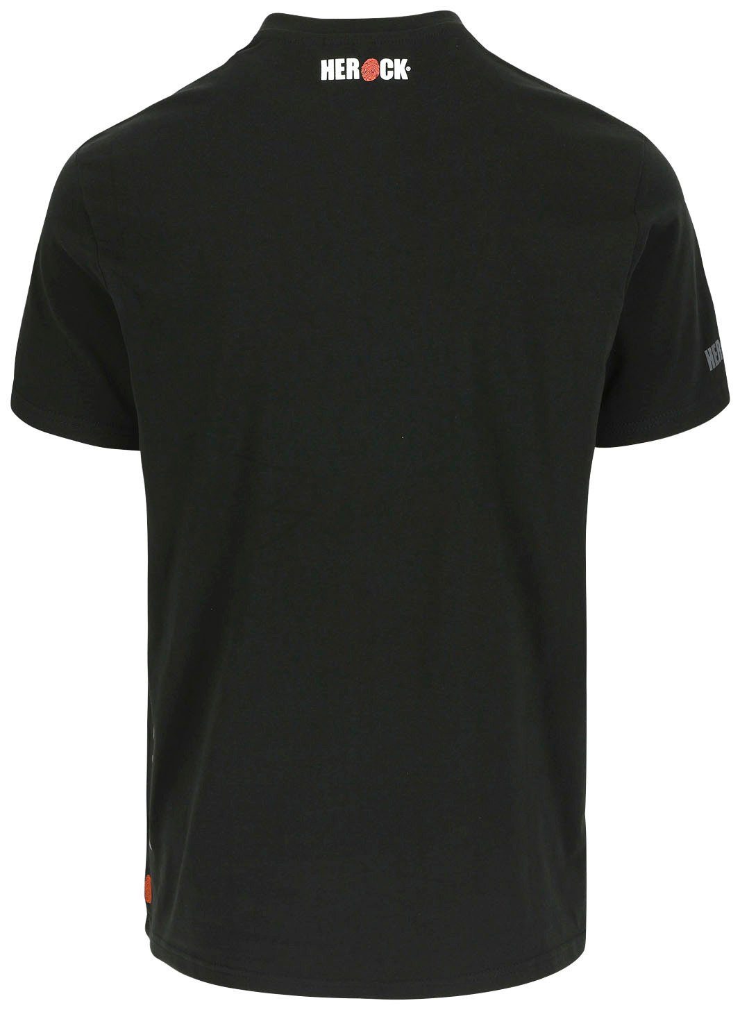 kurze Ärmel, kurze Rundhalsausschnitt, T-Shirt Herock®-Aufdruck, Herock Callius T-Shirt Ärmel schwarz Rippstrickkragen