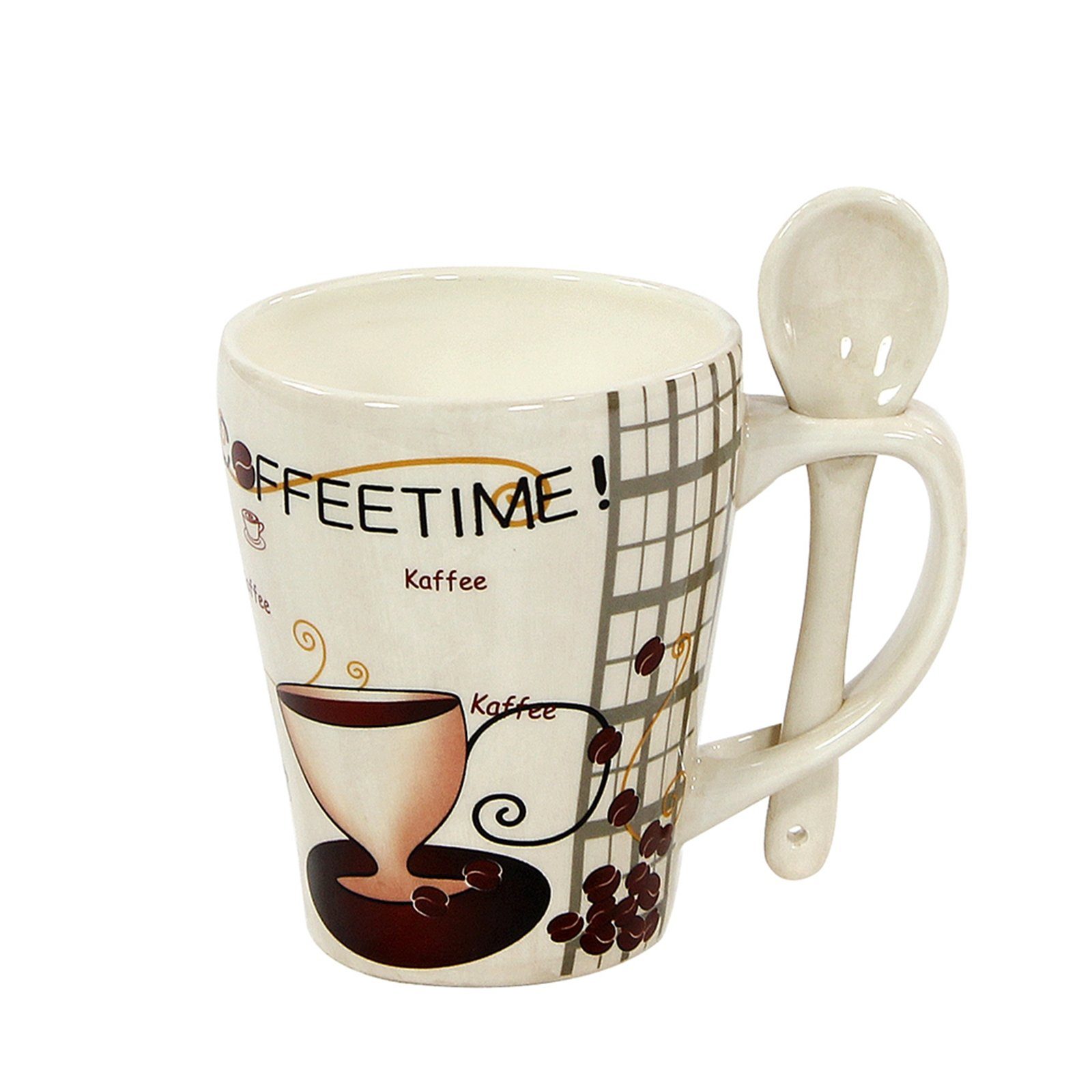 Neuetischkultur Tasse Kaffeebecher mit Löffel, Coffeetime Dolomite, Keramik