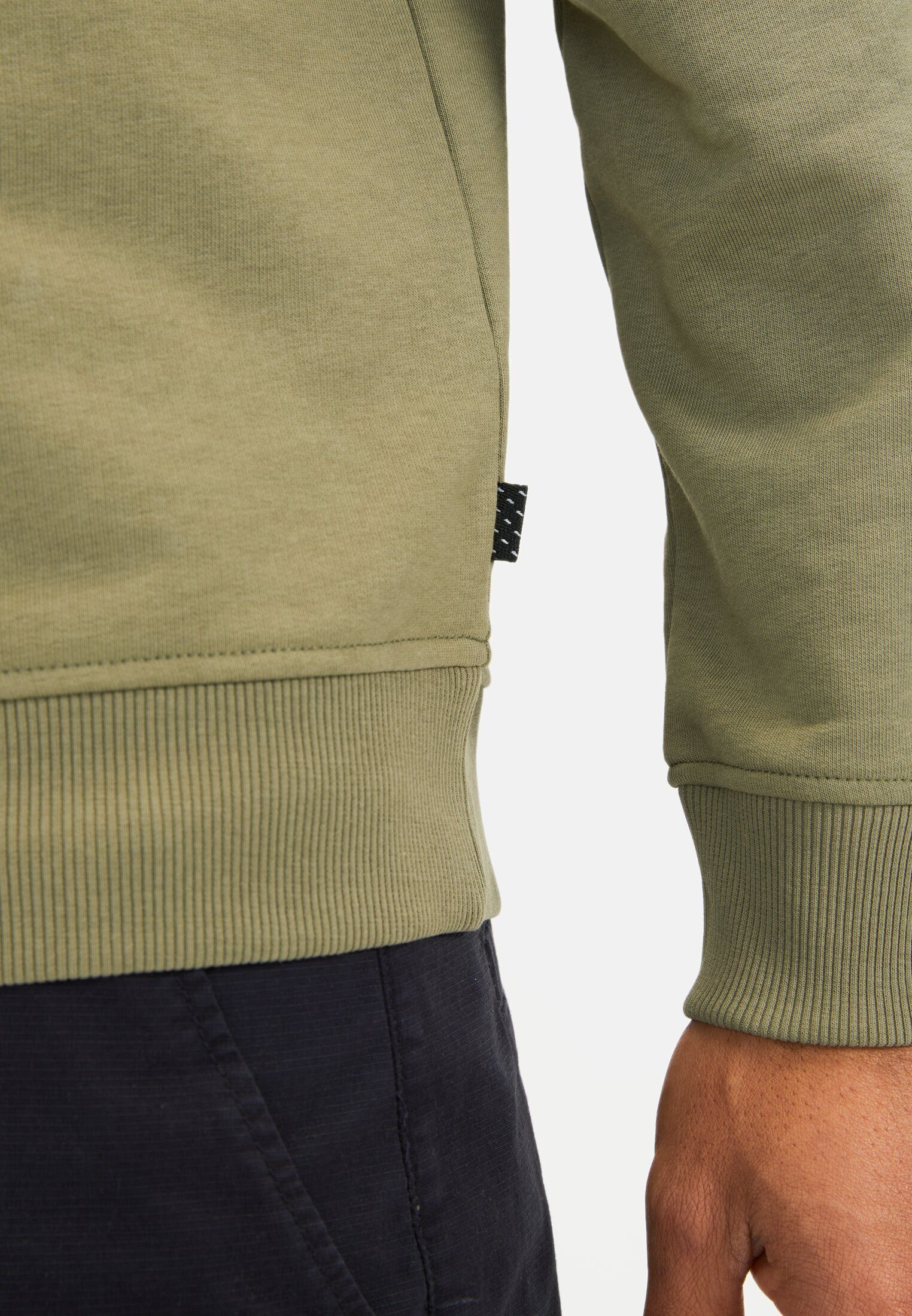 camel active Sweatshirt mit Kontrasttasche Langarm Rundhals