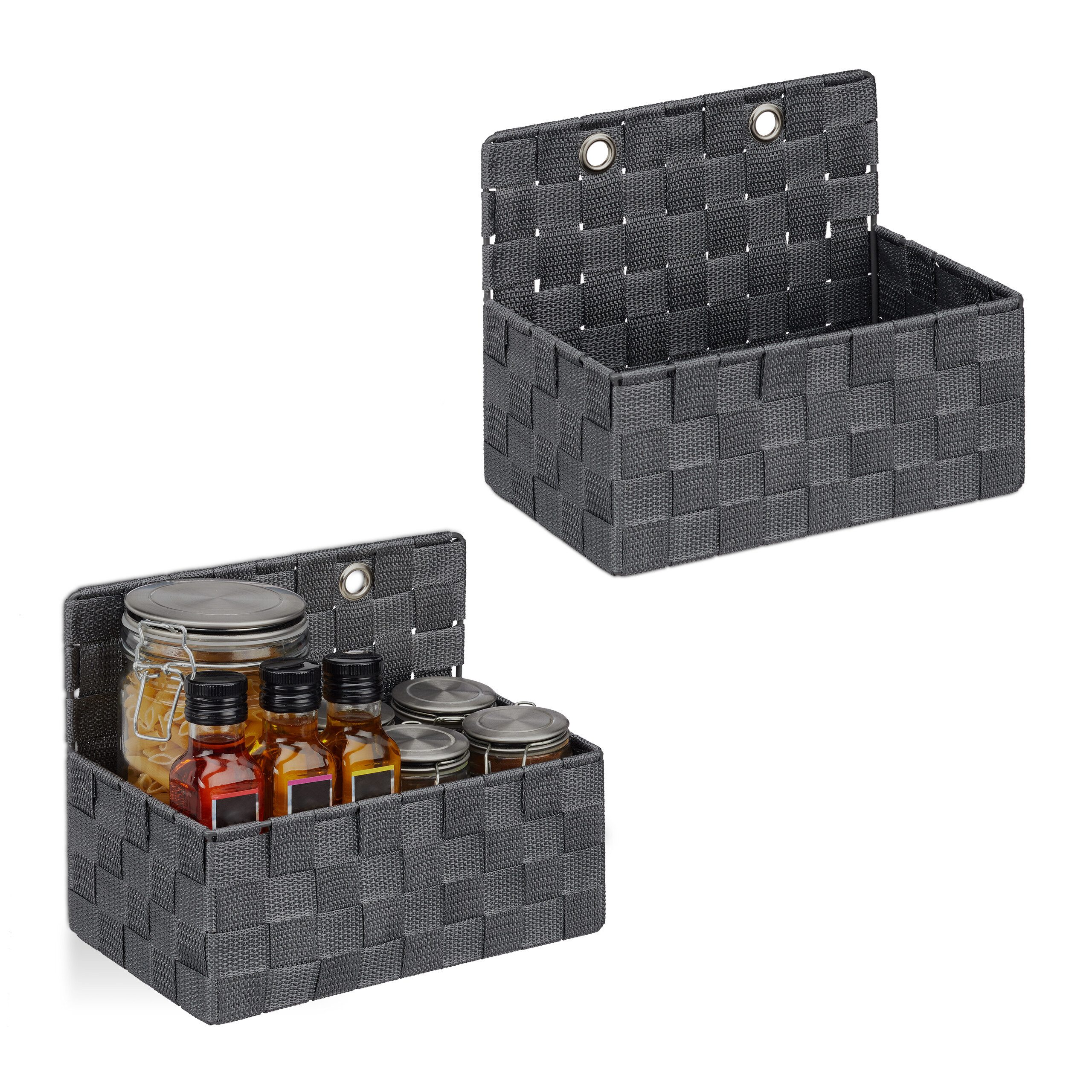 relaxdays Aufbewahrungskorb Hängende Aufbewahrungskörbe im 2er Set, grau