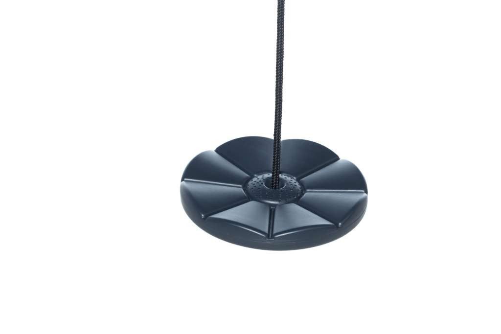 DICE Schaukelsitz Kunststoff-Tellerschaukel Anthrazit mit schwarzem geflochtenem Seil, passend für BERG Playbase