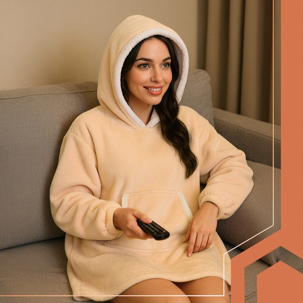 Ruhhy Longpullover Decken-Sweatshirt XXL-Hoodie (Spar-Set, oversize) Innenfutter aus Fell-/Lammfell-Imitat sorgt für wohlige Wärme
