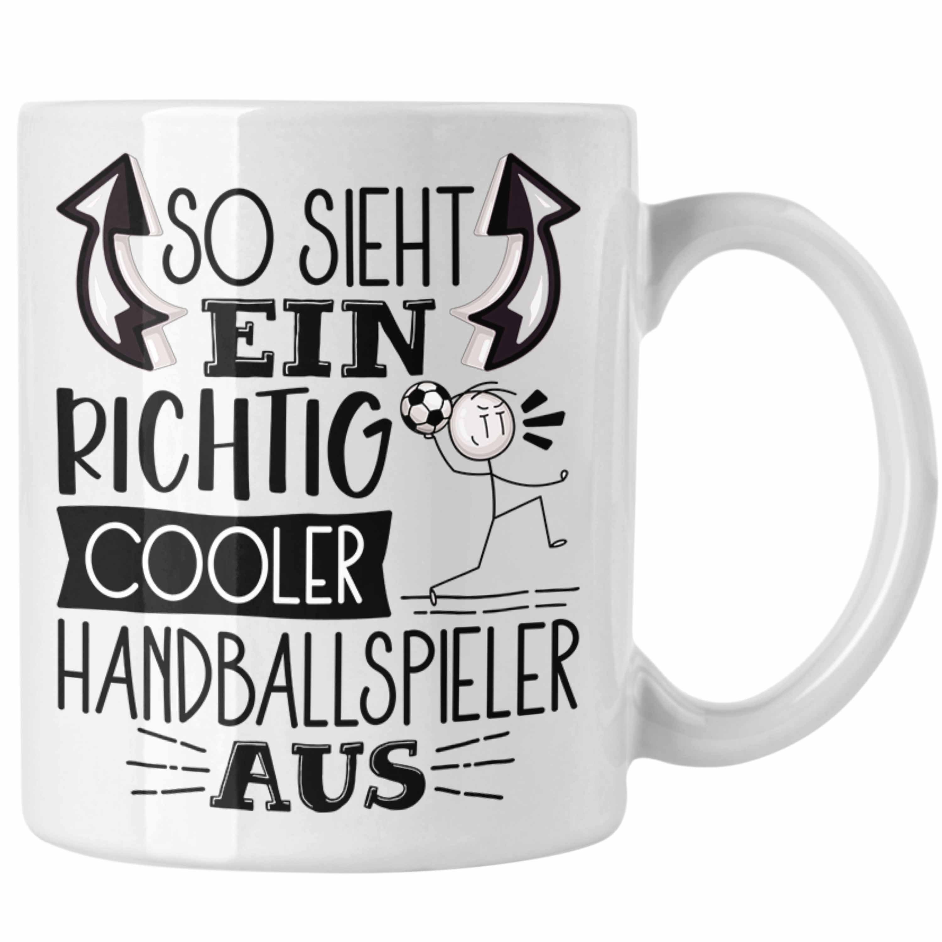 Trendation Tasse Handballspieler Tasse Geschenk Richtig Cooler Weiss Handballsp Ein Sieht So