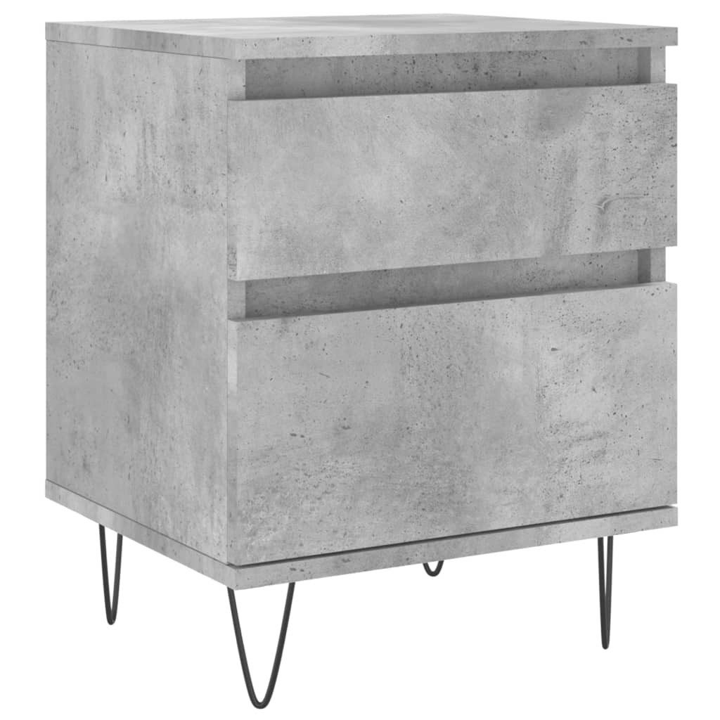 furnicato Nachttisch Betongrau 40 x 35 x 50 cm aus Holzwerkstoff und Metall (2-St), Beistelltisch mit Schublade, Fach mit Tür und Wandhalterung im Set