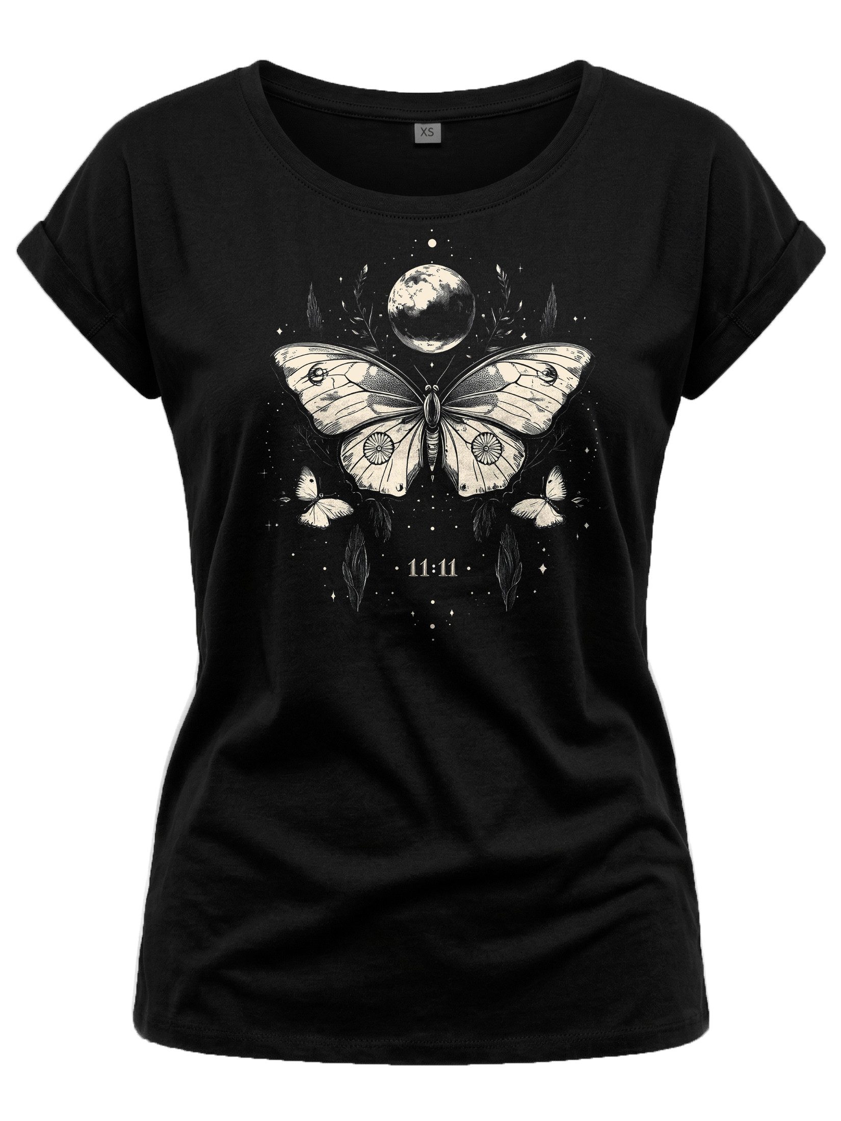 Print-Shirt Schmetterling Damen Tunika Vintage Aufdruck Stylisch Boho Top Modisch
