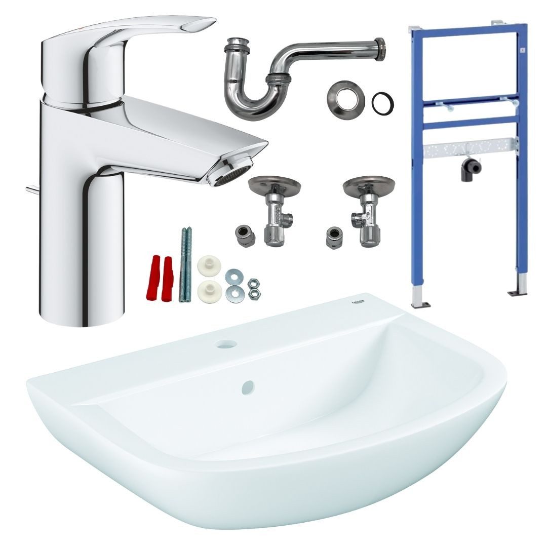 Grohe Waschbecken Geberit Element Grohe Waschbecken Armatur Siphon (Komplettset)