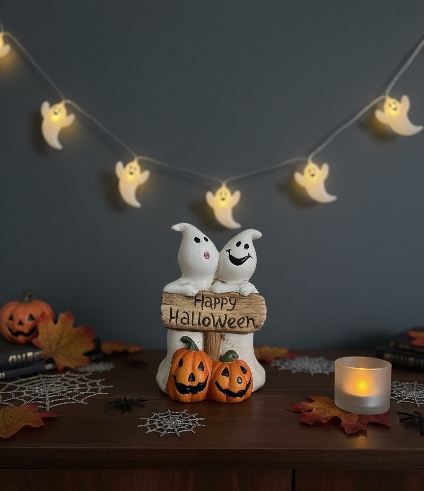 MF Dekofigur Halloween Dekofigur Spooky Twins Gespenster mit Kürbissen 13cm günstig online kaufen