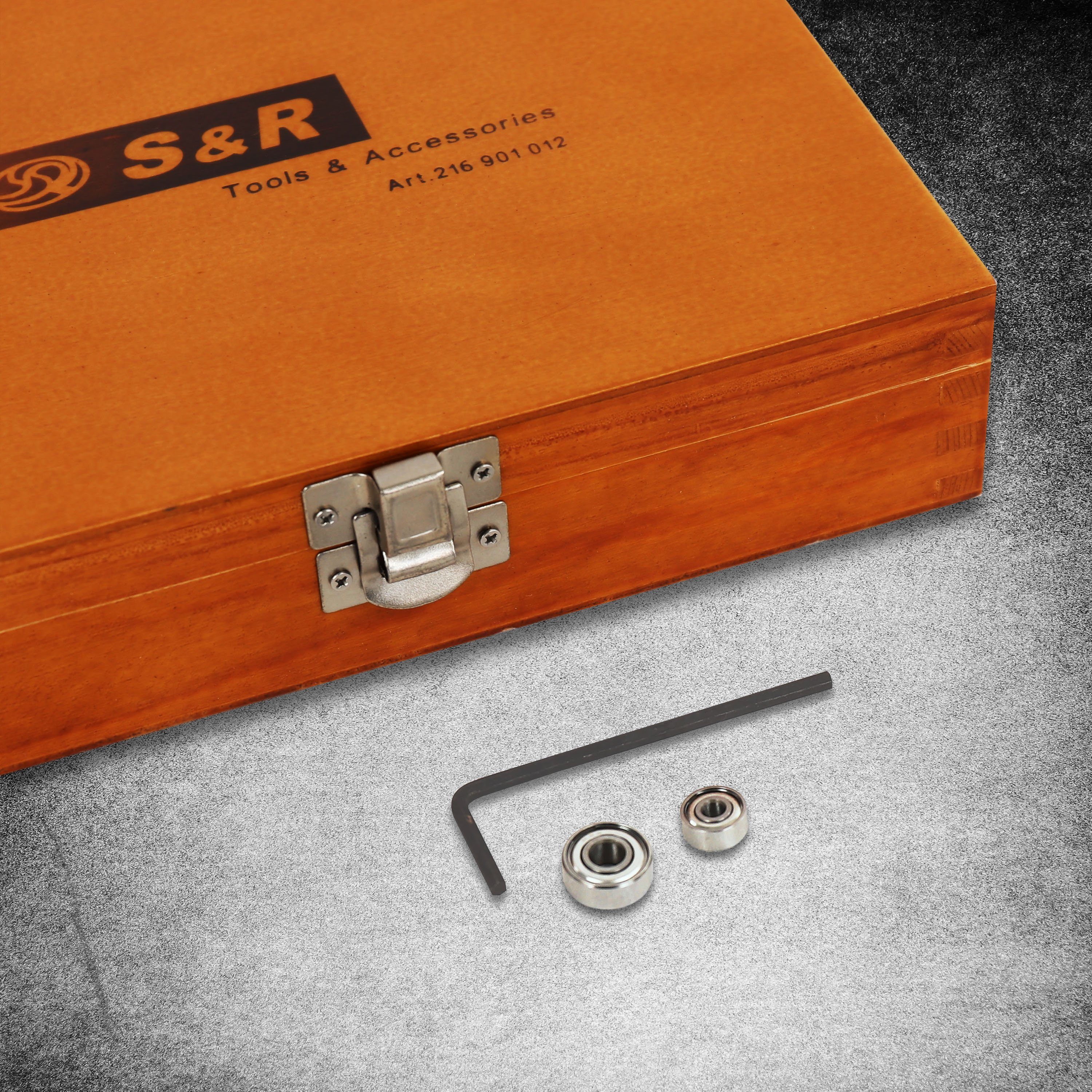 S&R Fräsbohrer 8mm, Set Holzkoffer, verschiedene für anwendbar Holzmaterialien Universell Industrie-Qualität, Hochleistung, 12-tlg, Schaft