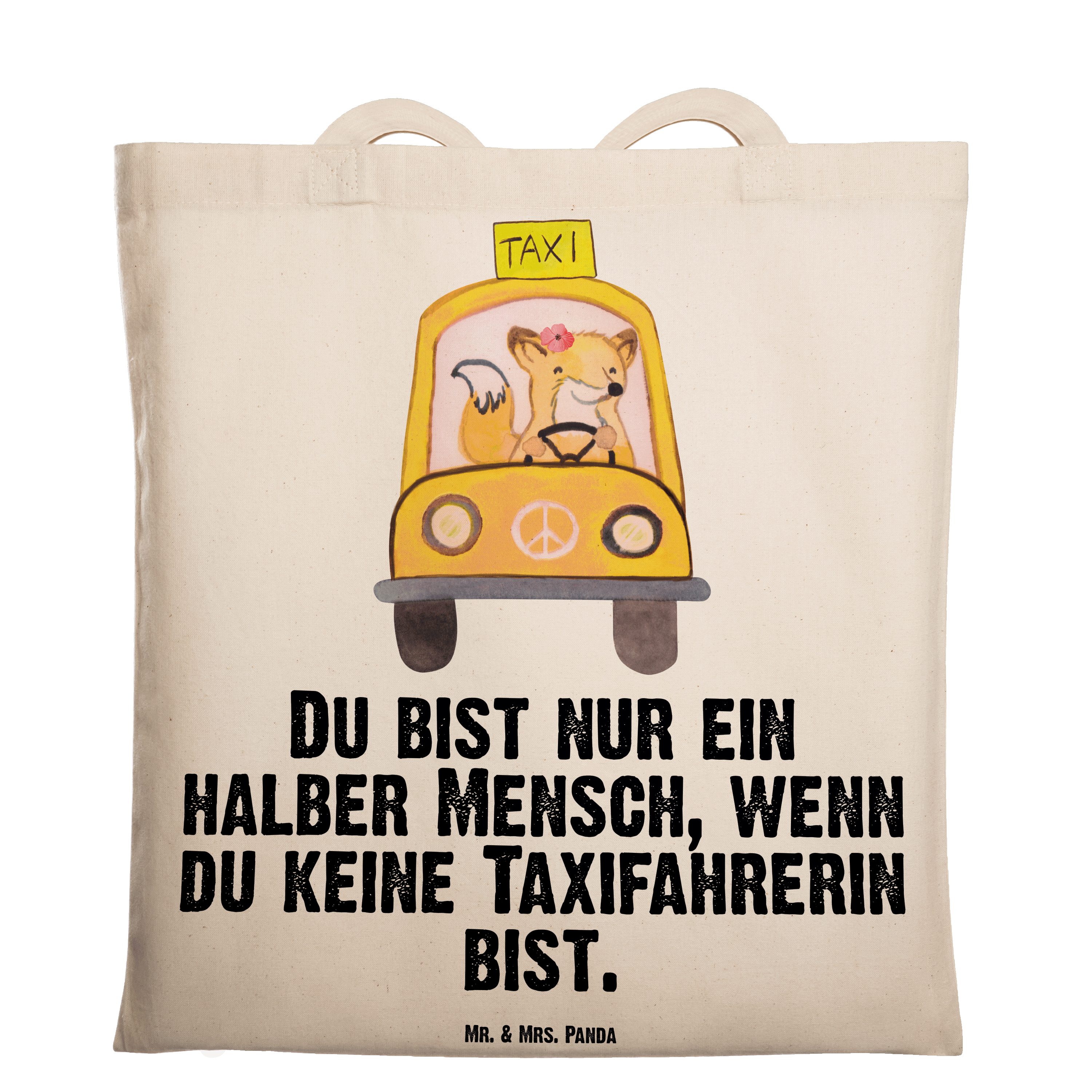 (1-tlg) Transparent - Herz & Tragetasche mit Mrs. Beuteltasche, Geschenk, Danke, - Mr. Taxifahrerin Panda
