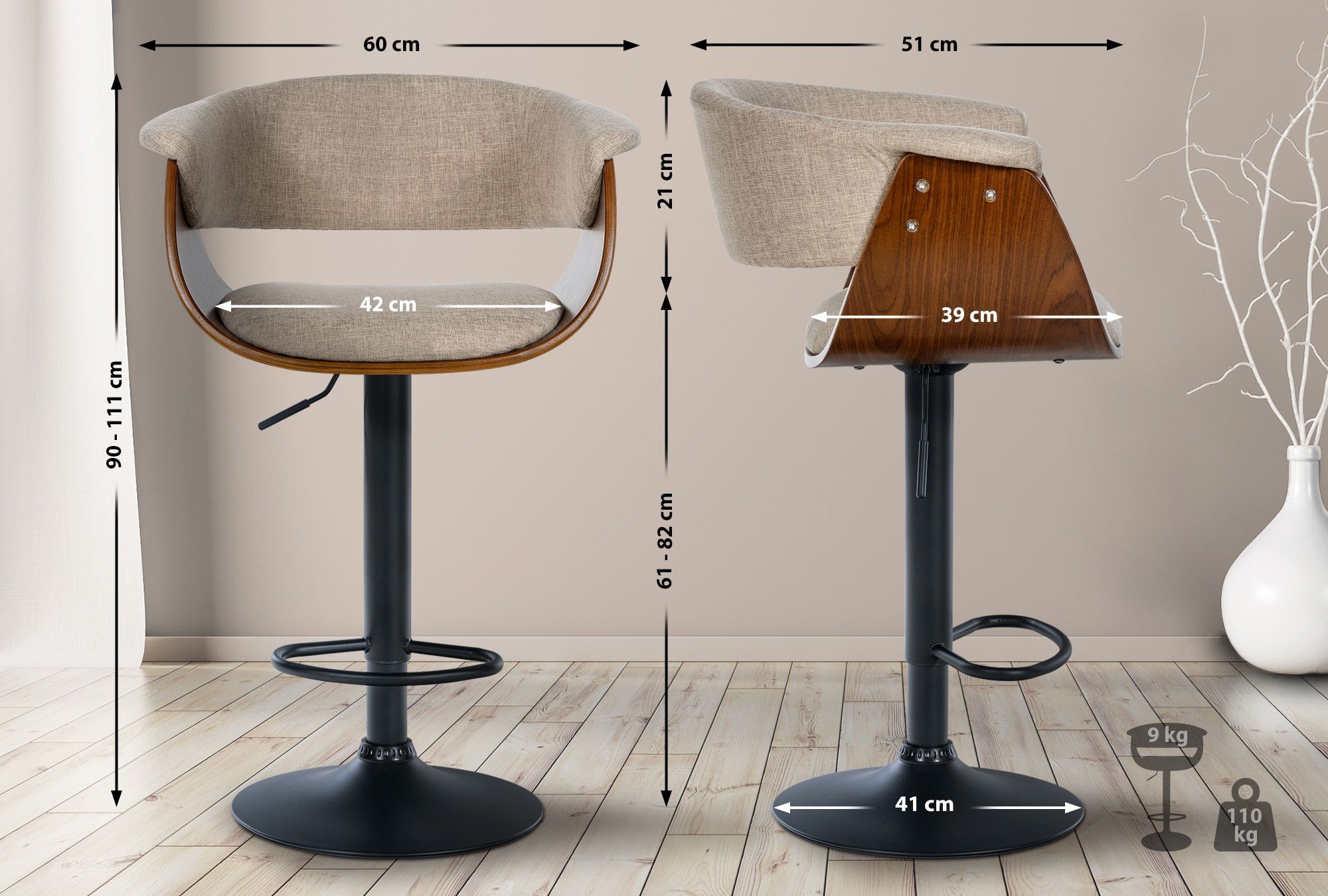 CLP Barhocker Vestal, Barstuhl 360° drehbar günstig online kaufen