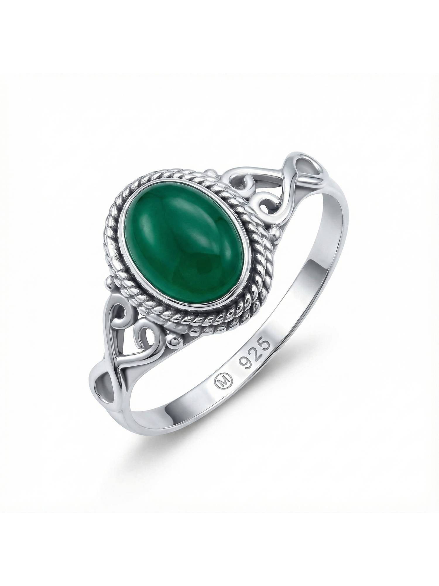 mantraroma Silberring BAGHIMI oval aus 925 Silber mit grünen Onyx (Ring mit günstig online kaufen