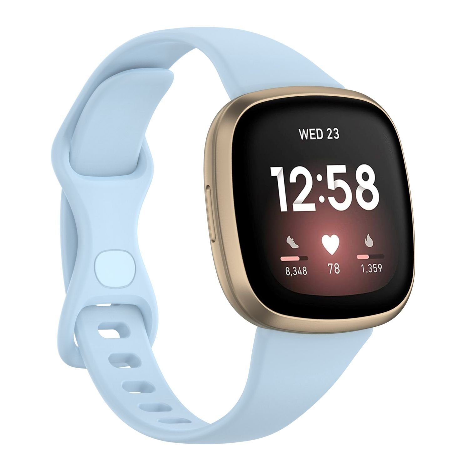 König Design Smartwatch-Armband Fitbit Versa 3, Sport Ersatz Armband für Fitbit  Versa 3 Silikon Band Loop Uhrenarmband Large