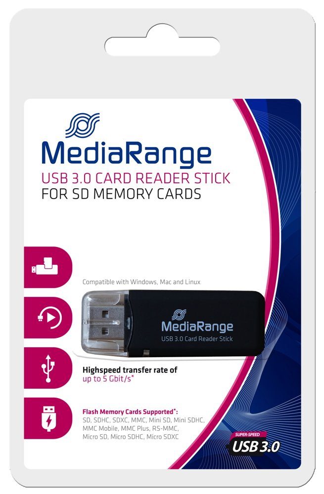 Mediarange Card Reader Stick Card SD / SDHC / SDXC schwarz USB 3.0 Speicherkarte