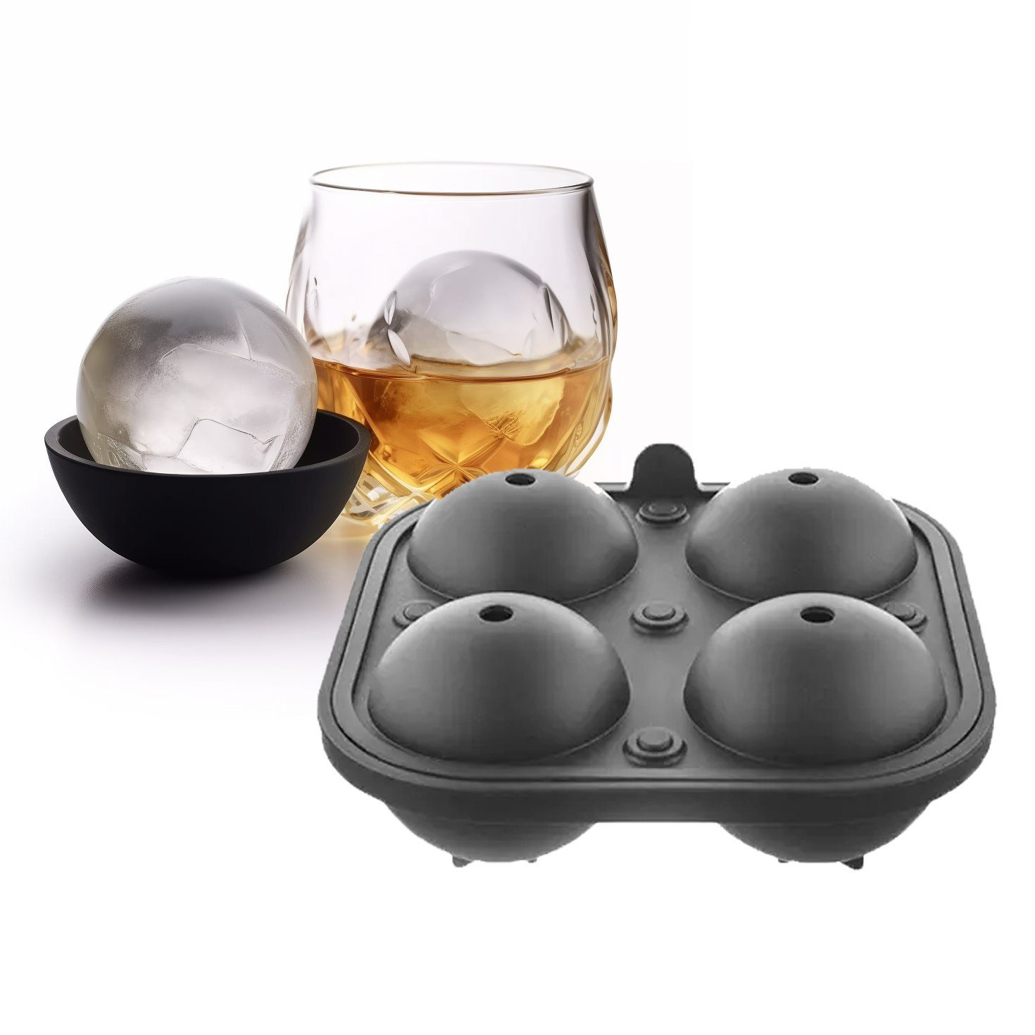 Eiswürfelform Kugel Eiswürfel Silikonform für Eiswürfel 4-fach