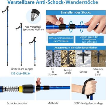 KOMFOTTEU Schneeschuhe 53/63/76cm (Set), mit Tragetasche & verstellbaren Wanderstöcken