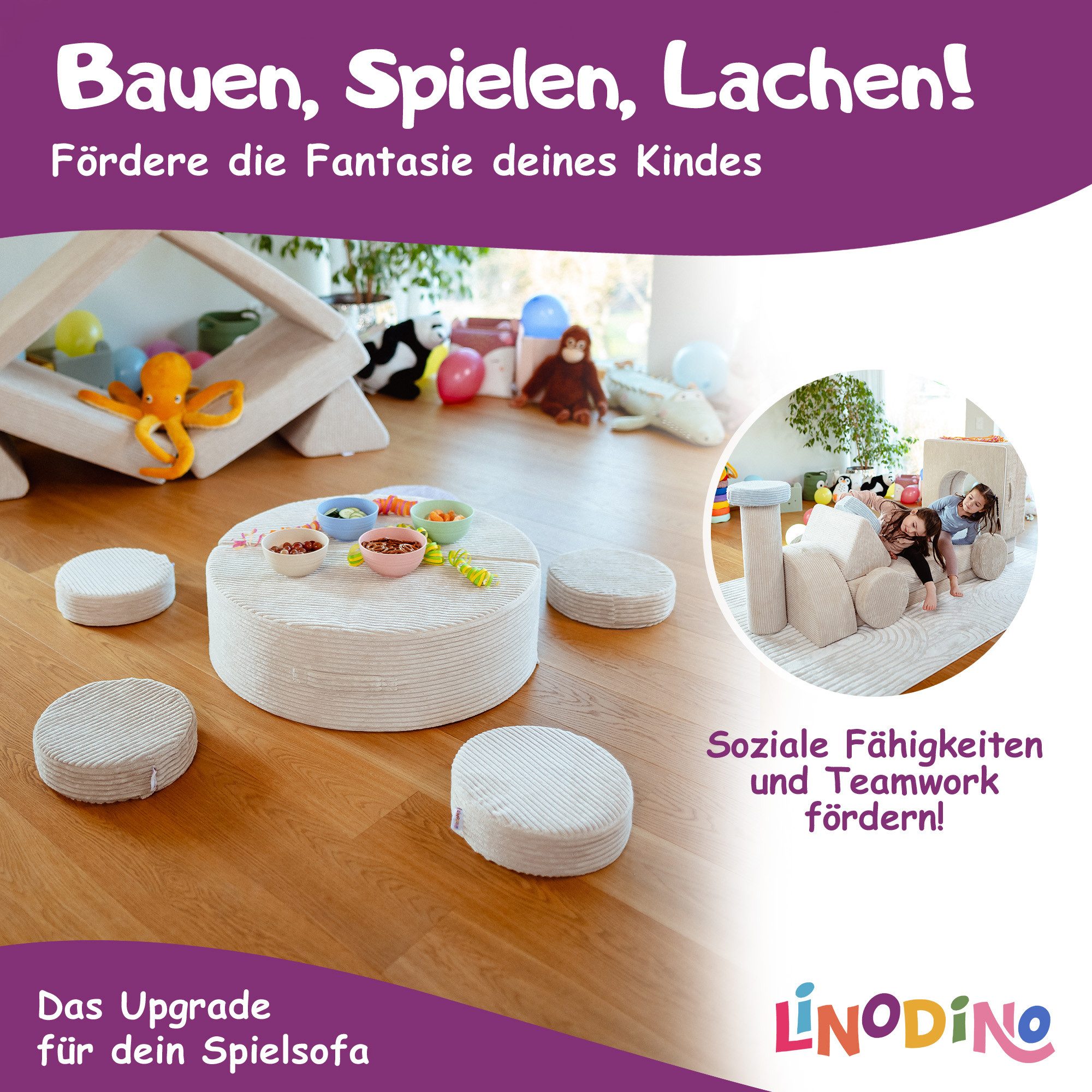 Linodino Kindersofa Zaubersteine – Erweiterungs-Bauteile fürs Spielsofa