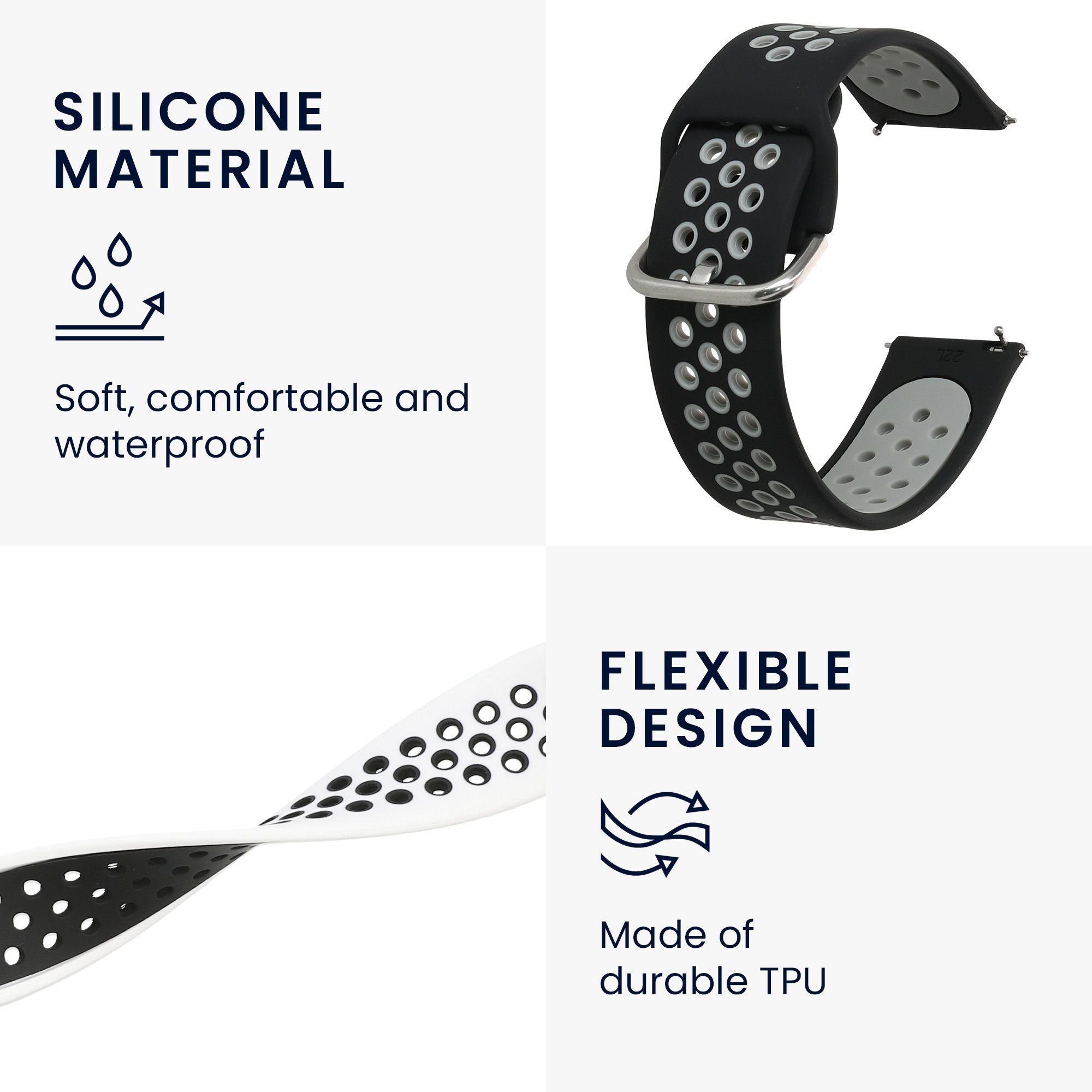 Armband für Set Silikon Sportarmband 2, / 2x Fitbit TPU / Versa Uhrenarmband Versa kwmobile Versa Lite Fitnesstracker