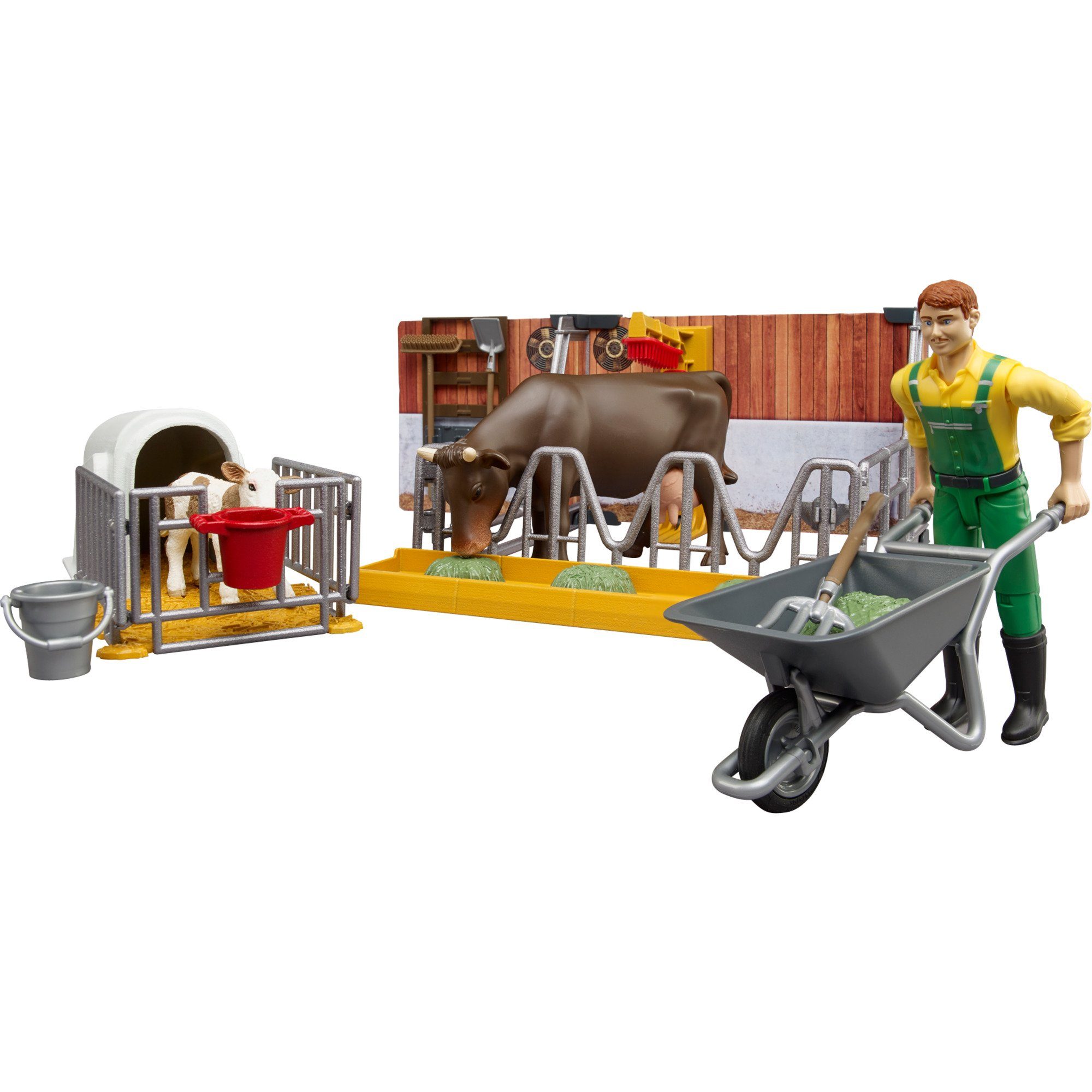 Bruder® Spiel-Gebäude bruder bworld Kuh- und Kälberstall mit Landwirt