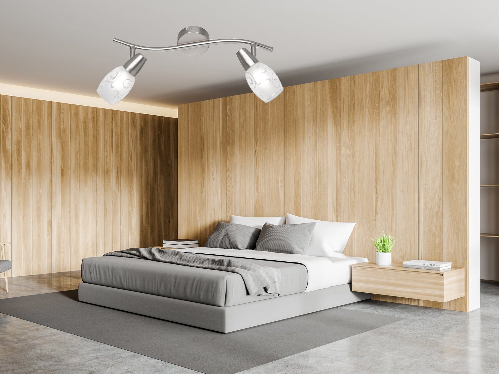 Reality Leuchten LED Deckenstrahler, Dimmfunktion, LED wechselbar, Warmweiß, innen, Designklassiker Deckenleuchte 2-flammig Glas Lampenschirm