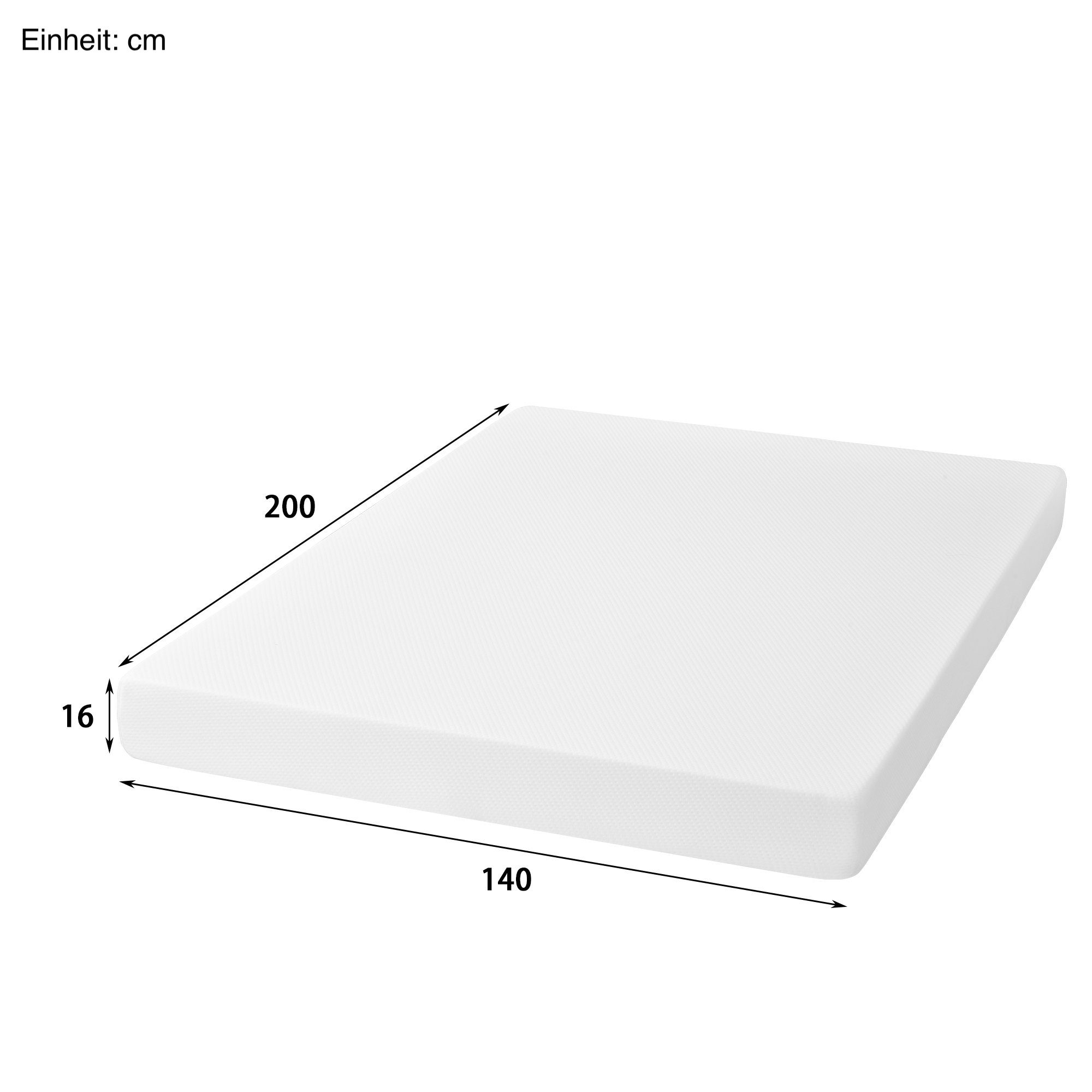 Zonen, 3 hoch, mit cm 7 140x200 16 weiß SOFTWEARY cm) Komfortschaummatratze, Hochbett (Doppelbett Härtegrad