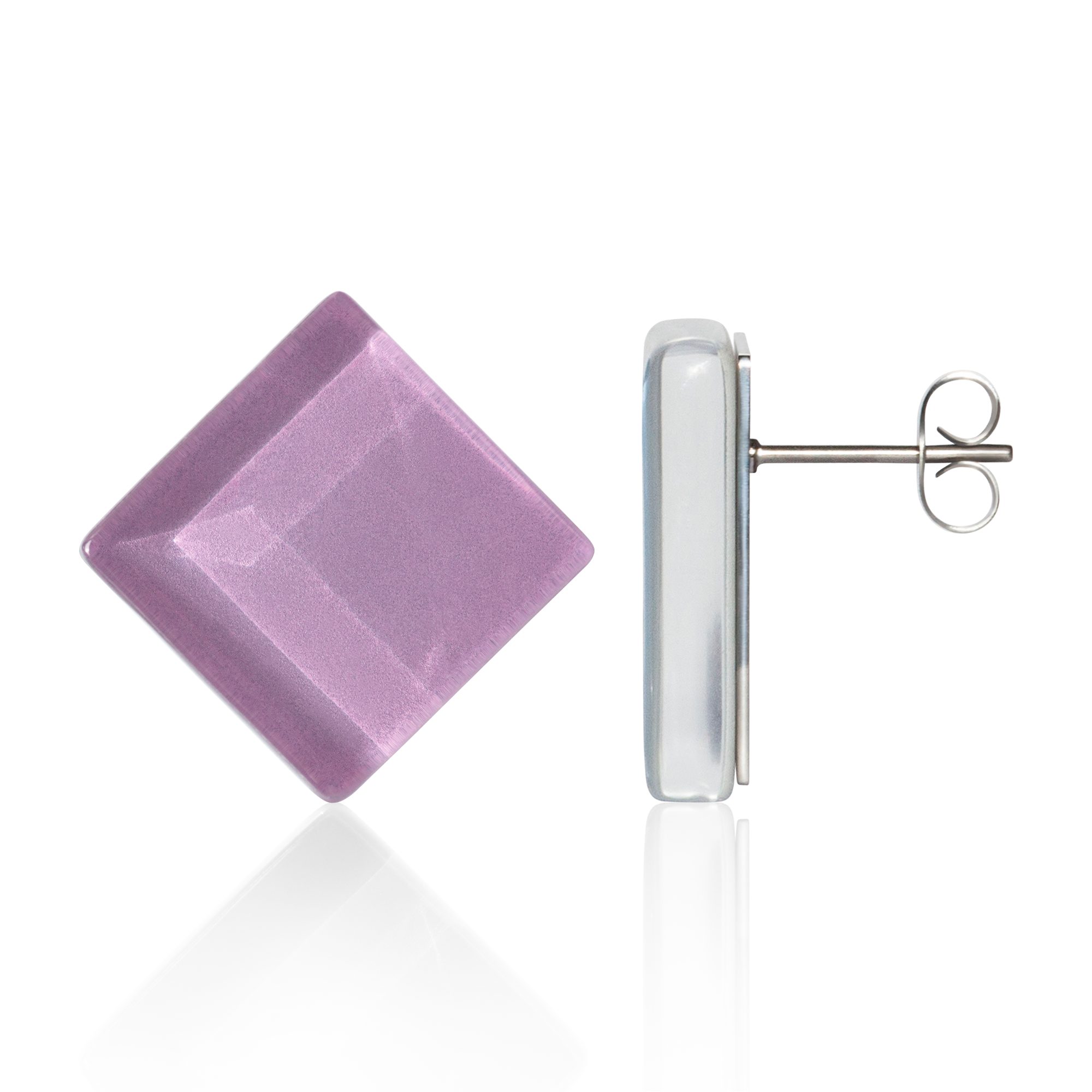 Paar Ohrstecker Quadratische Statement Ohrringe aus Glas • handgemacht