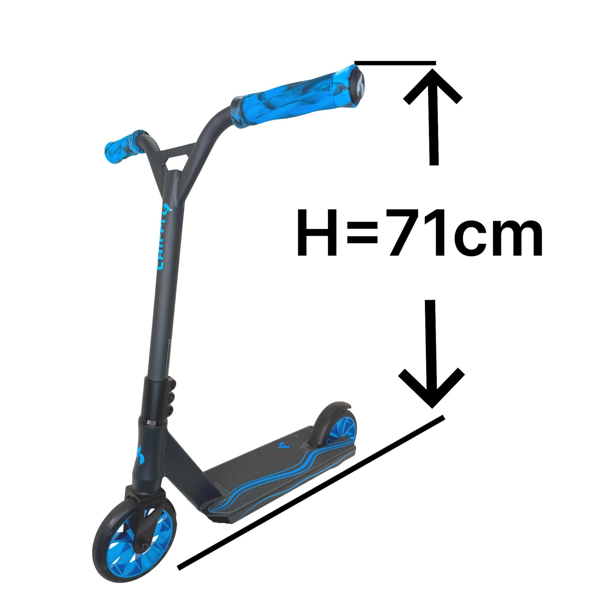 Chilli Pro Scooter Stuntscooter Chilli Pro Wave Track Pumptrack Stunt-Scooter S H=71cm Schwarz / Blau