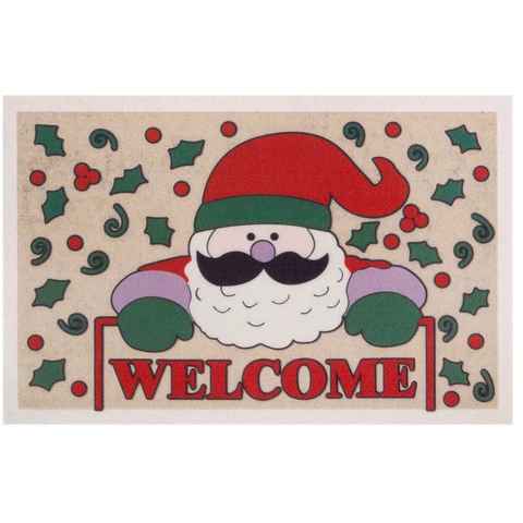 Fußmatte Welcome Weihnachtsmann, Home affaire, rechteckig, Höhe: 6 mm, Motiv Weihnachten, mit Spruch, Rutschfest, Schmutzfang