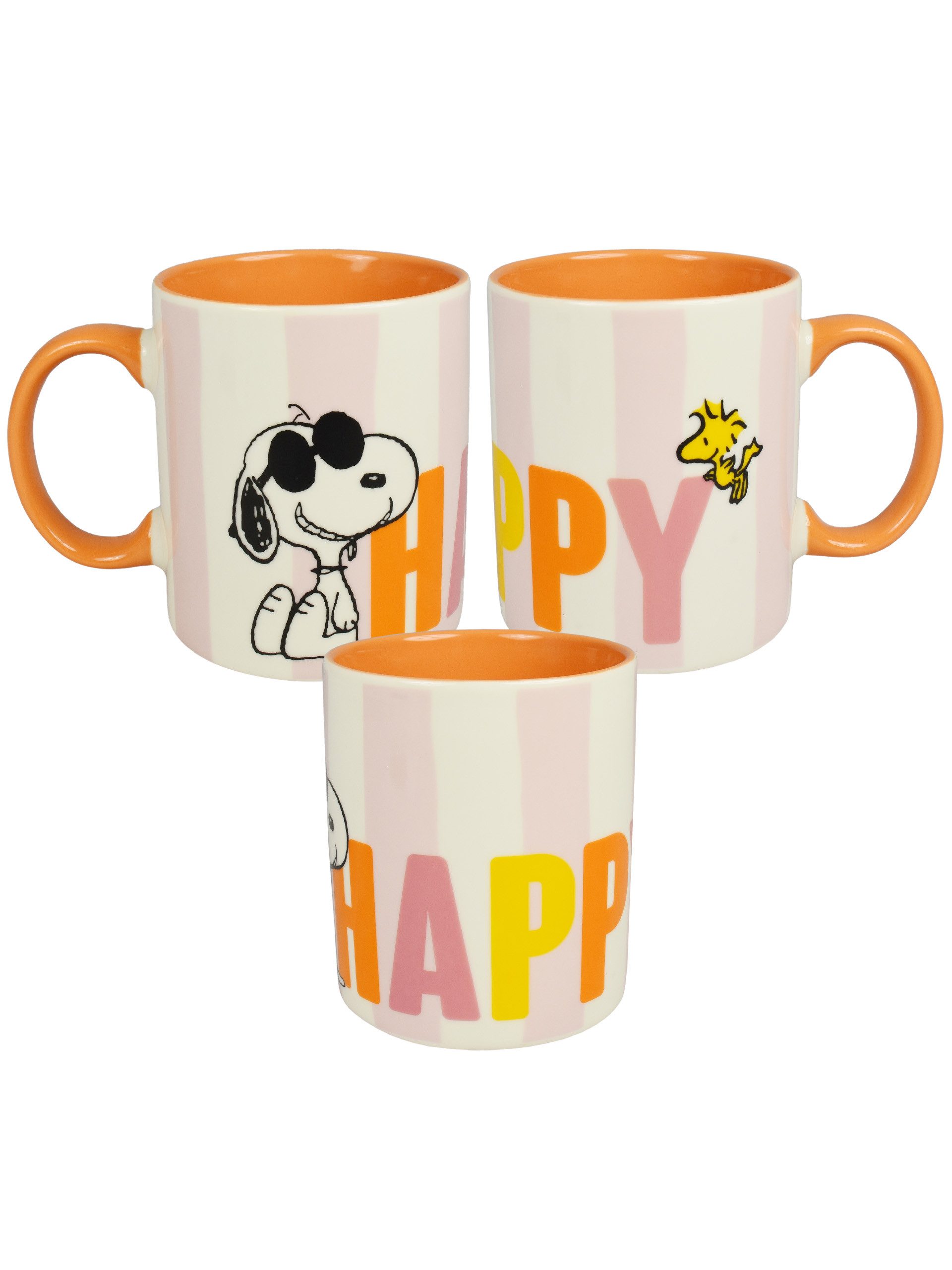 United Labels® Tasse Peanuts Snoopy Tasse HAPPY Kaffeetasse Kaffeebecher 320 ml, Keramik